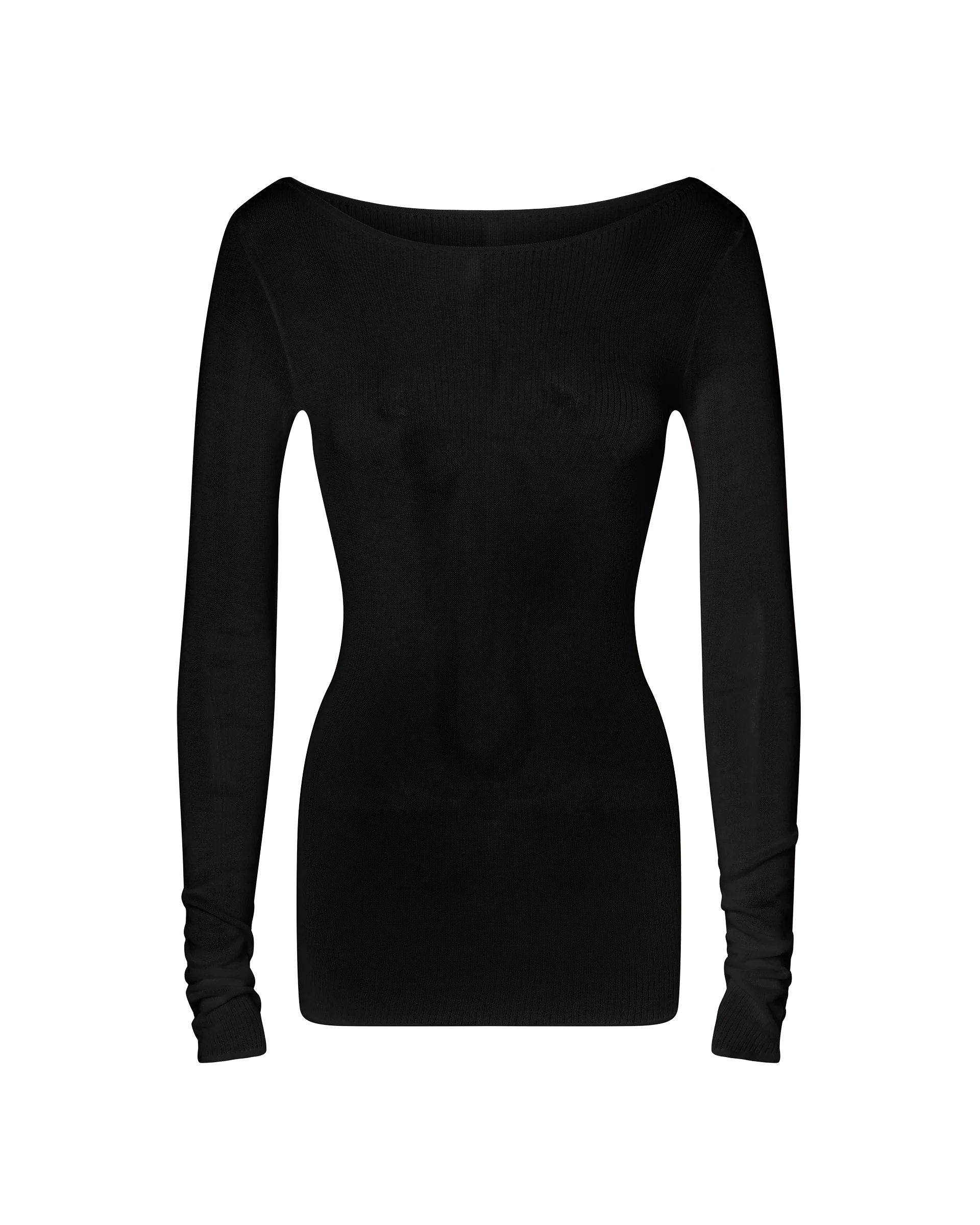 ANNA LONG SLEEVE BASIC KNIT TOP - BLACK - Image 5