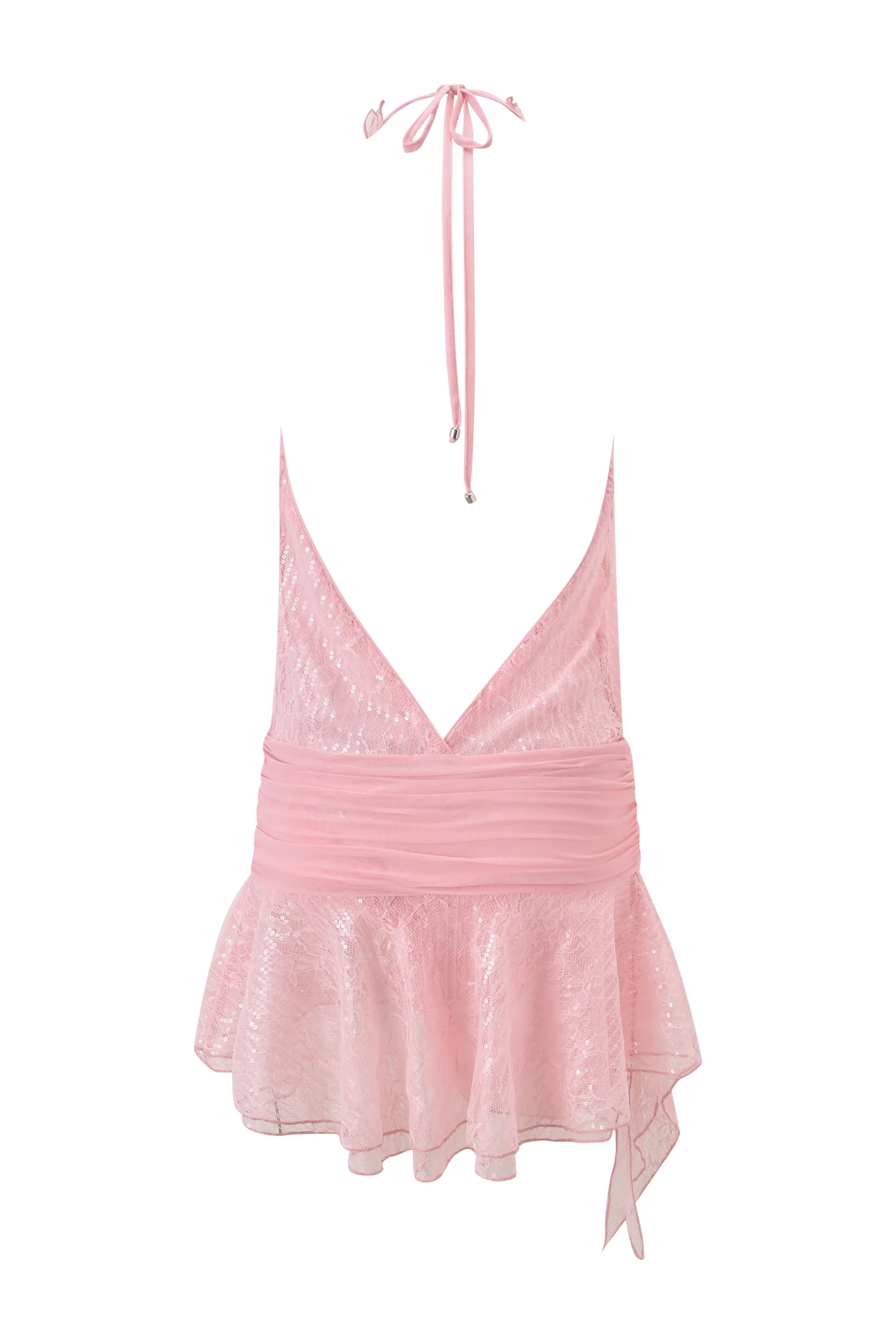 ARIA HALTER RUFFLE MINI DRESS - PINK - Image 7