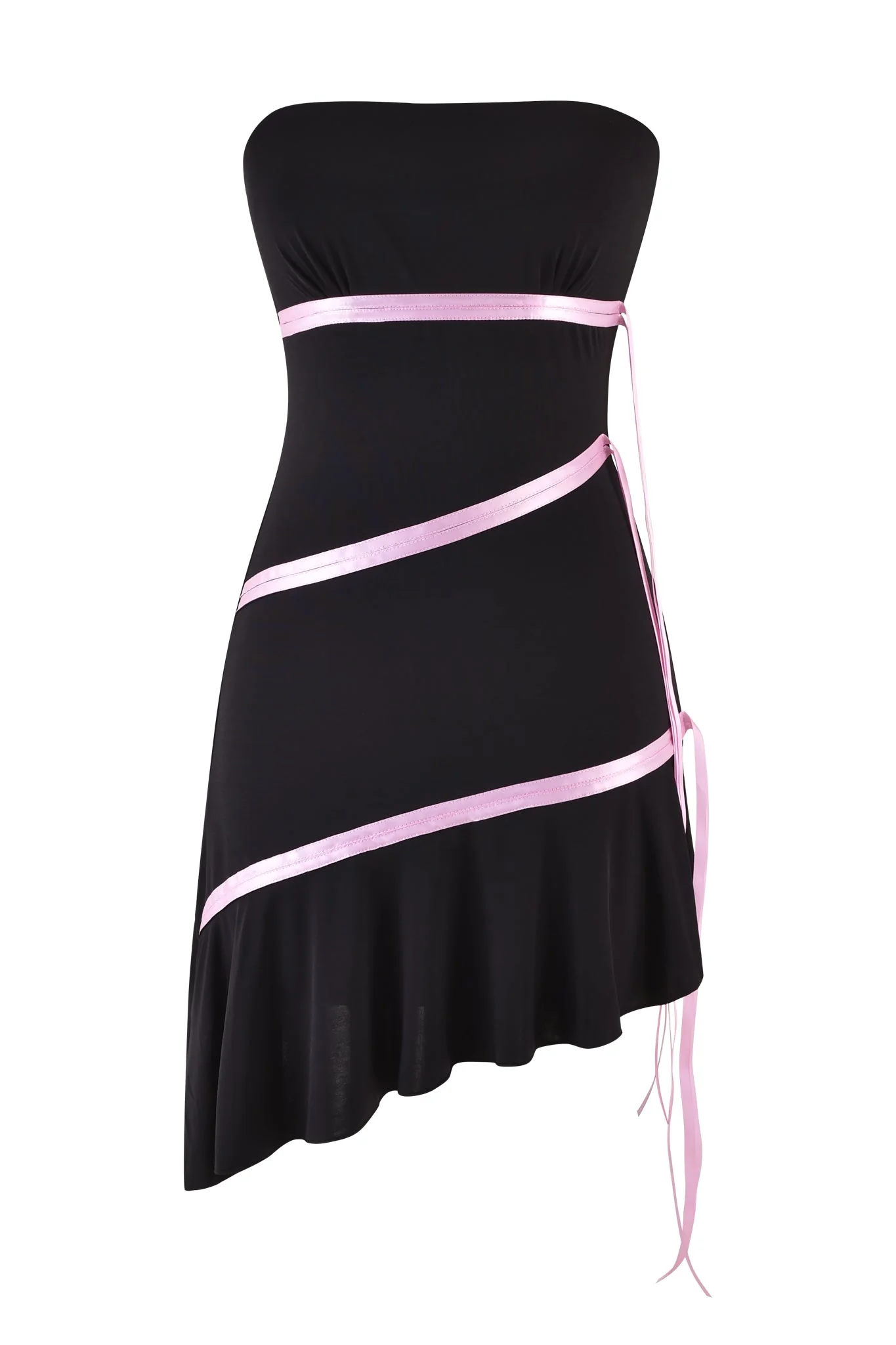 ARLY MINI DRESS - BLACK : PASTEL PINK - Image 7