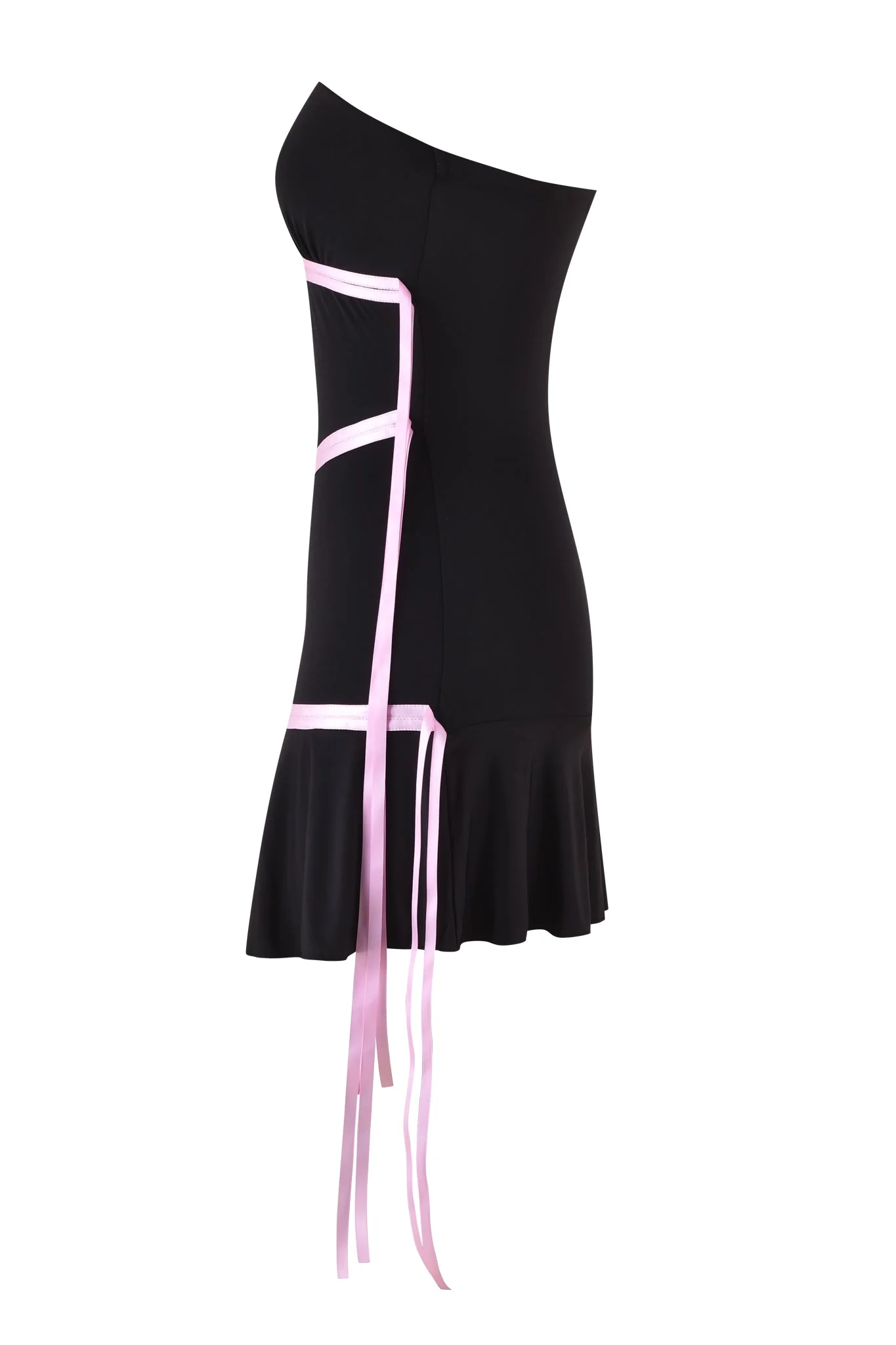 ARLY MINI DRESS - BLACK : PASTEL PINK - Image 8