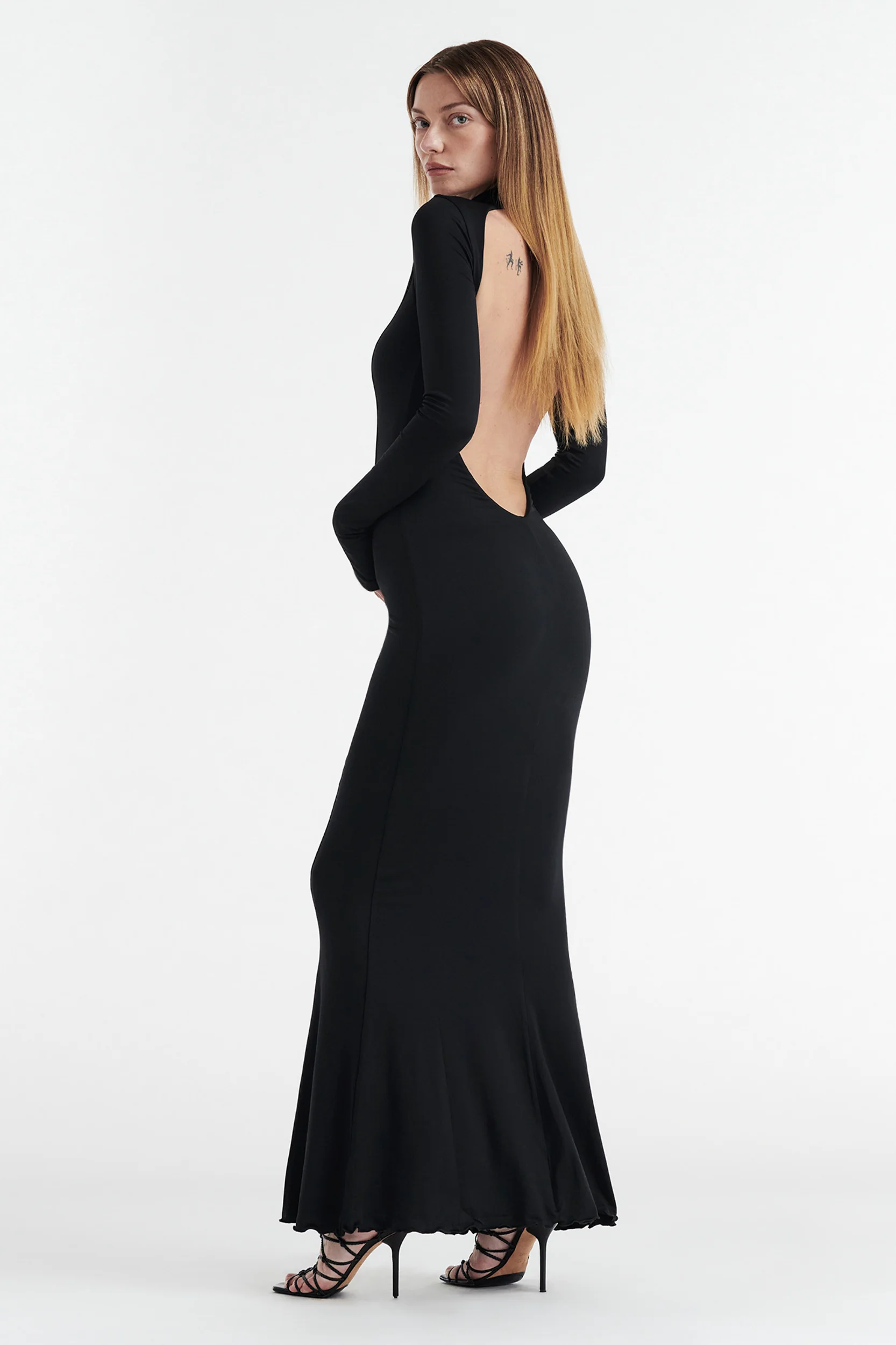AUDREY TURTLENECK LONG SLEEVE MAXI DRESS - BLACK - Image 5