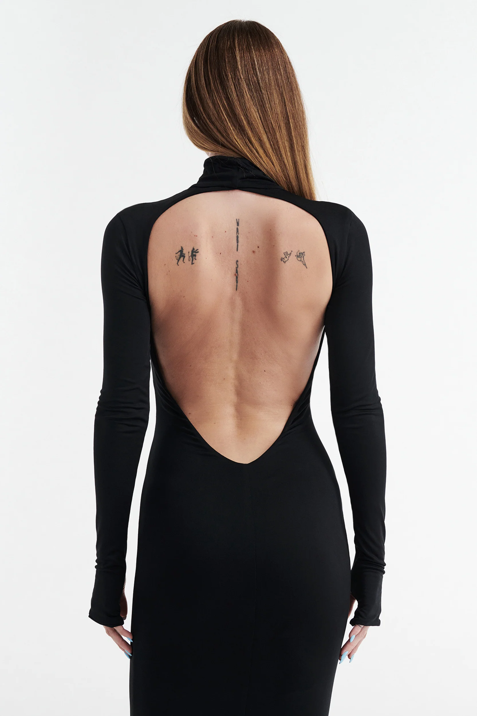 AUDREY TURTLENECK LONG SLEEVE MAXI DRESS - BLACK - Image 6