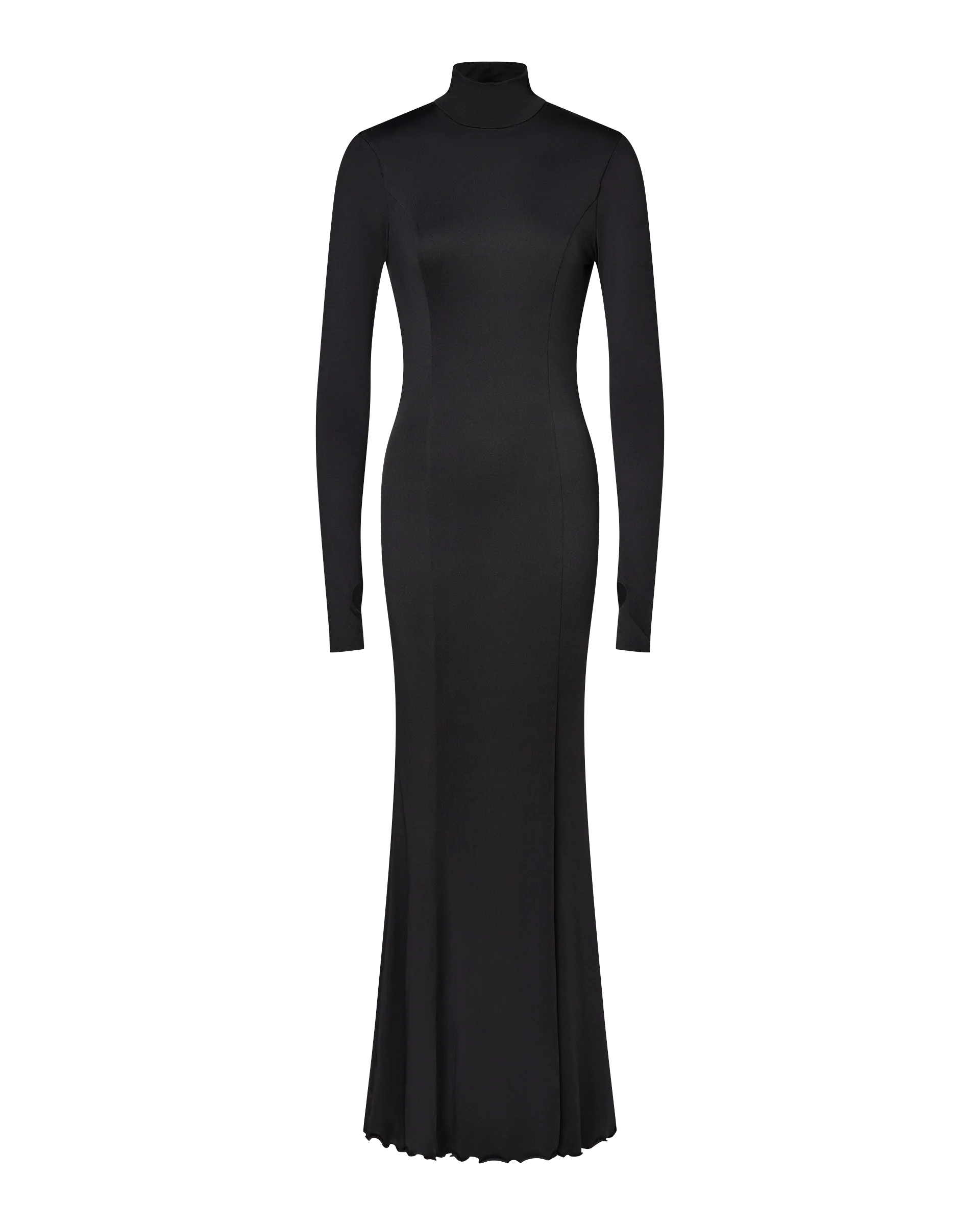 AUDREY TURTLENECK LONG SLEEVE MAXI DRESS - BLACK - Image 7