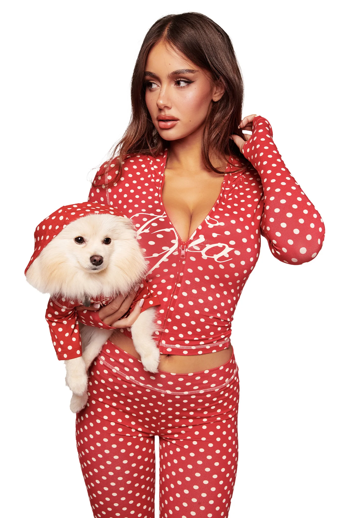 BLARE BEST FRIEND DOG HOODIE - RED POLKA DOT - Image 2
