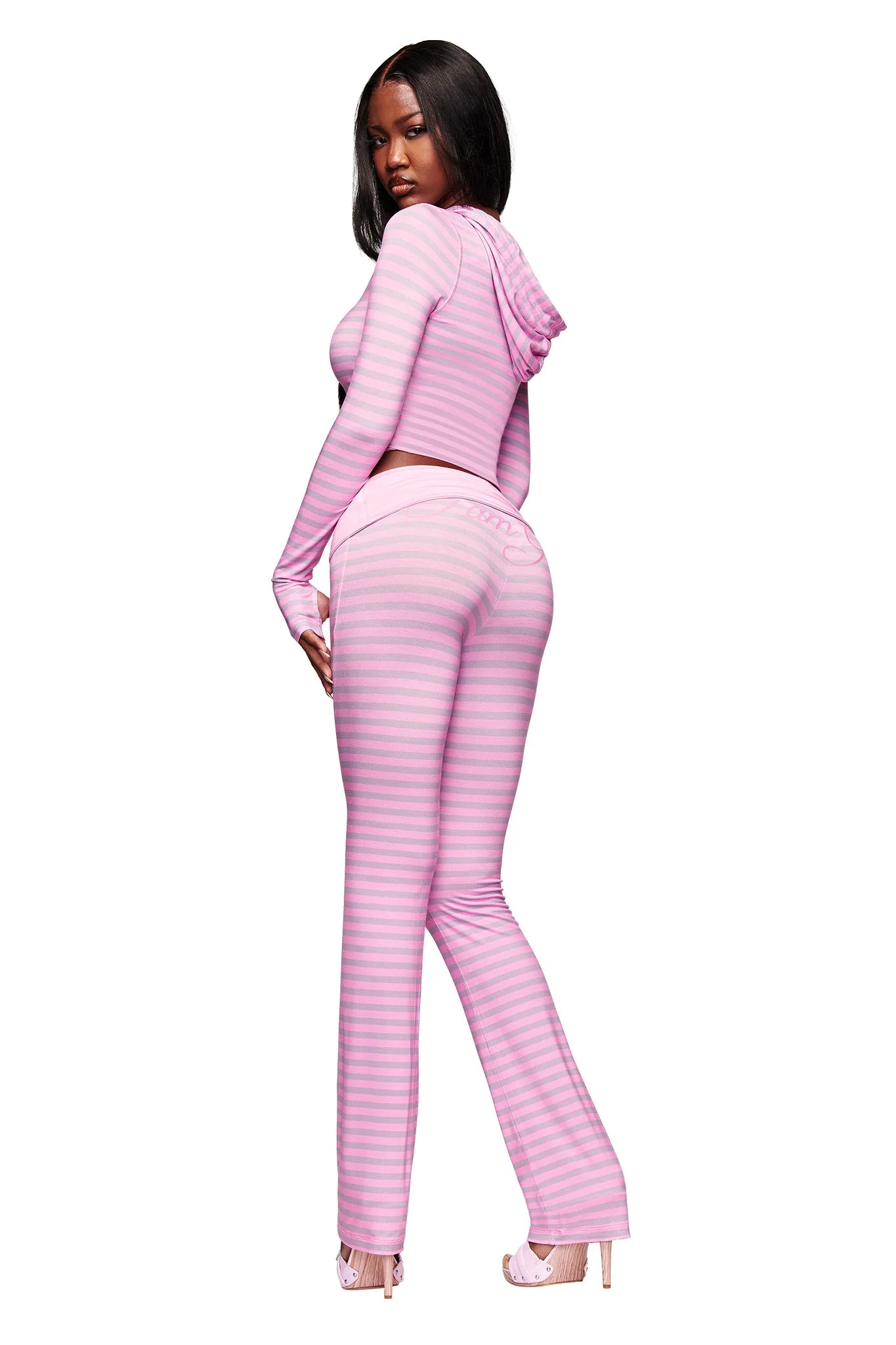 BLARE FOLDOVER TRACKPANT - LIGHT PINK STRIPE - Image 2