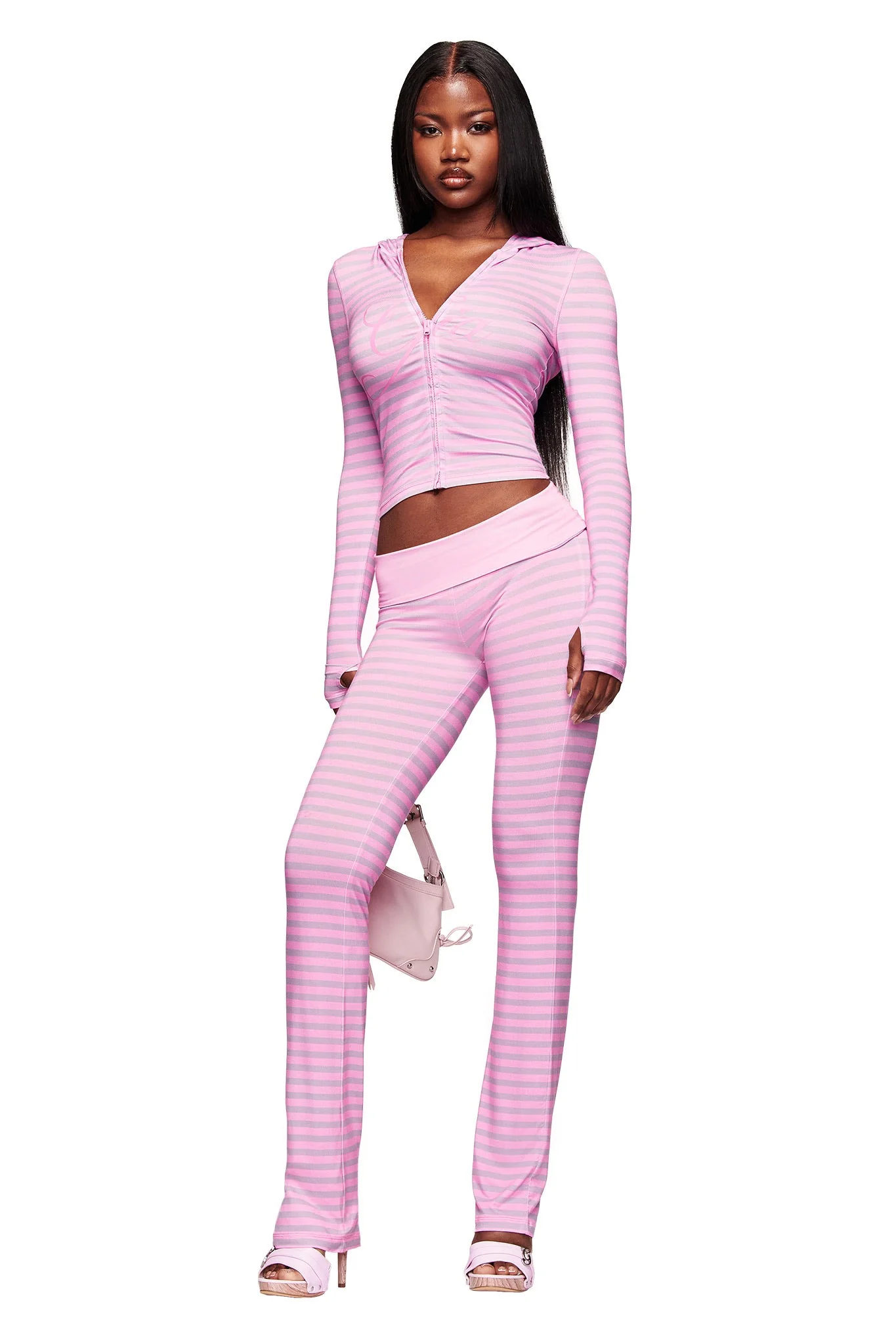 BLARE FOLDOVER TRACKPANT - LIGHT PINK STRIPE - Image 3