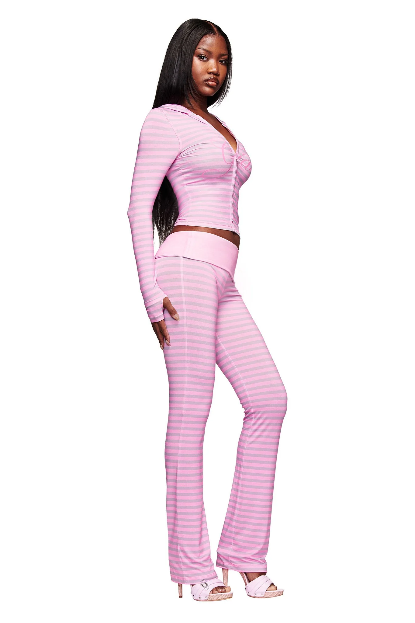 BLARE FOLDOVER TRACKPANT - LIGHT PINK STRIPE - Image 4