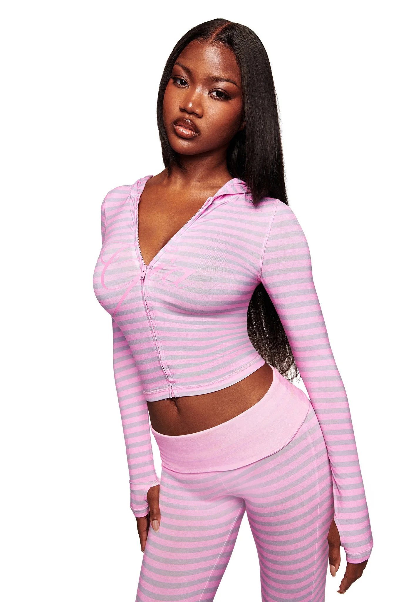 BLARE FOLDOVER TRACKPANT - LIGHT PINK STRIPE - Image 5