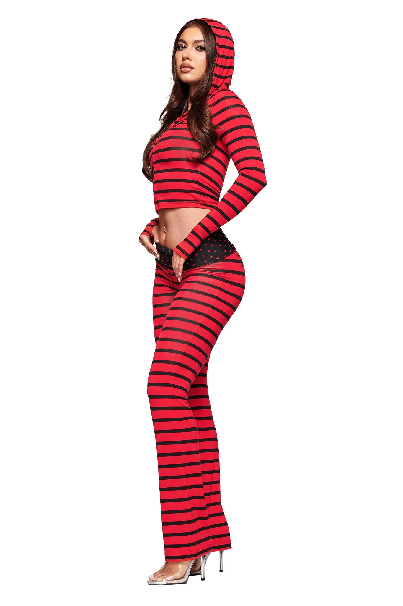 BLARE FOLDOVER TRACKPANT - RED AND BLACK STRIPE - Image 5