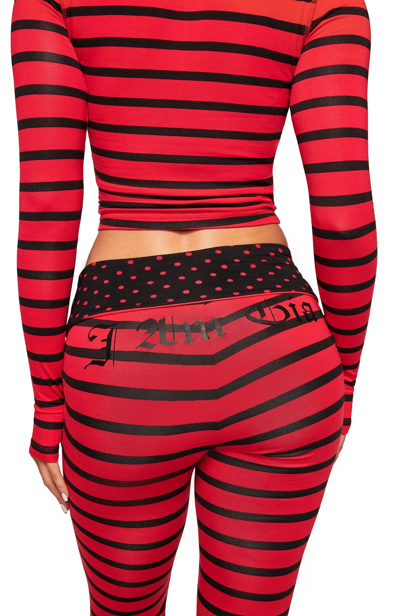 BLARE FOLDOVER TRACKPANT - RED AND BLACK STRIPE - Image 7