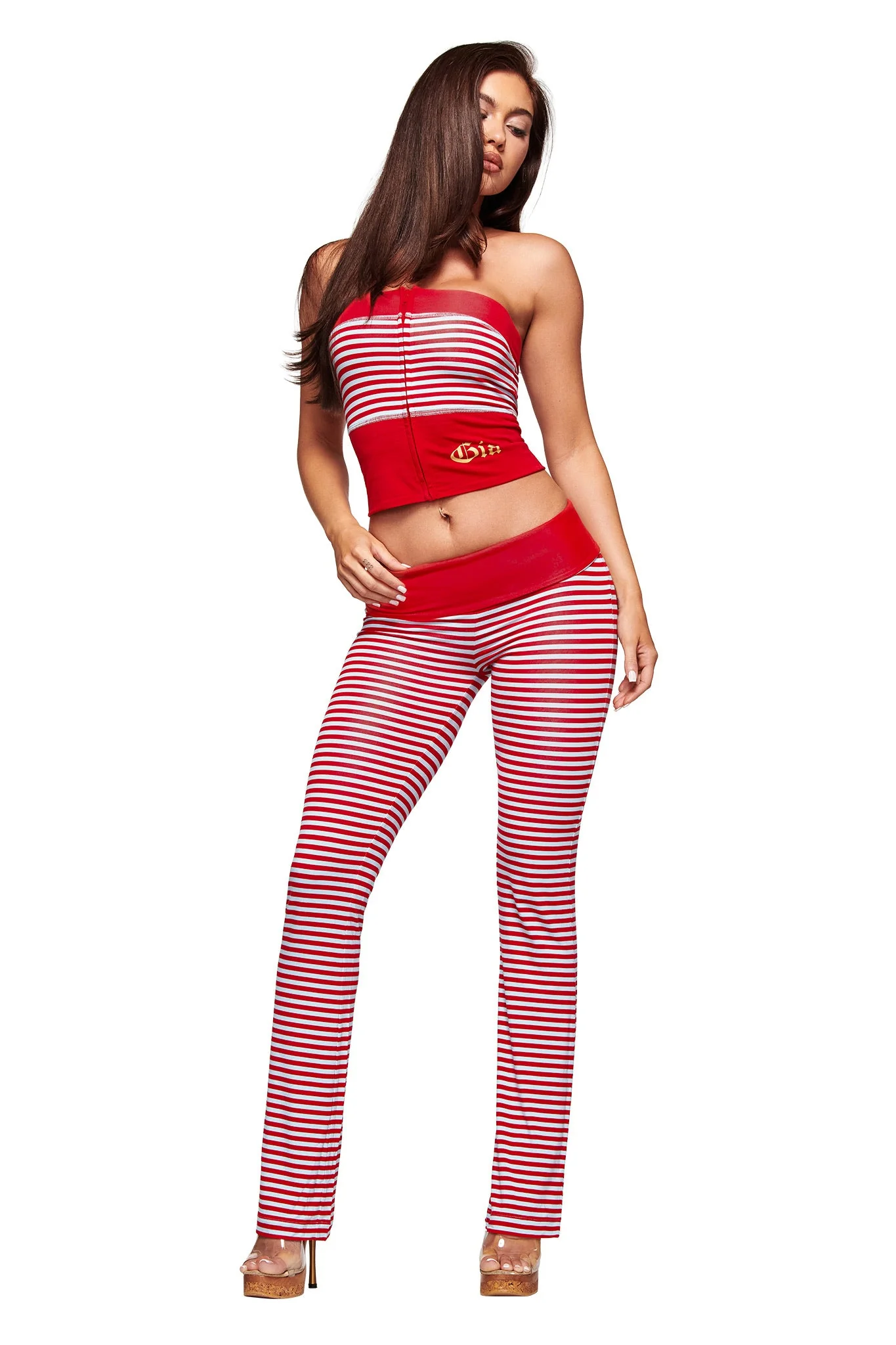 BLARE FOLDOVER TRACKPANT - RED AND BLUE STRIPE - Image 2