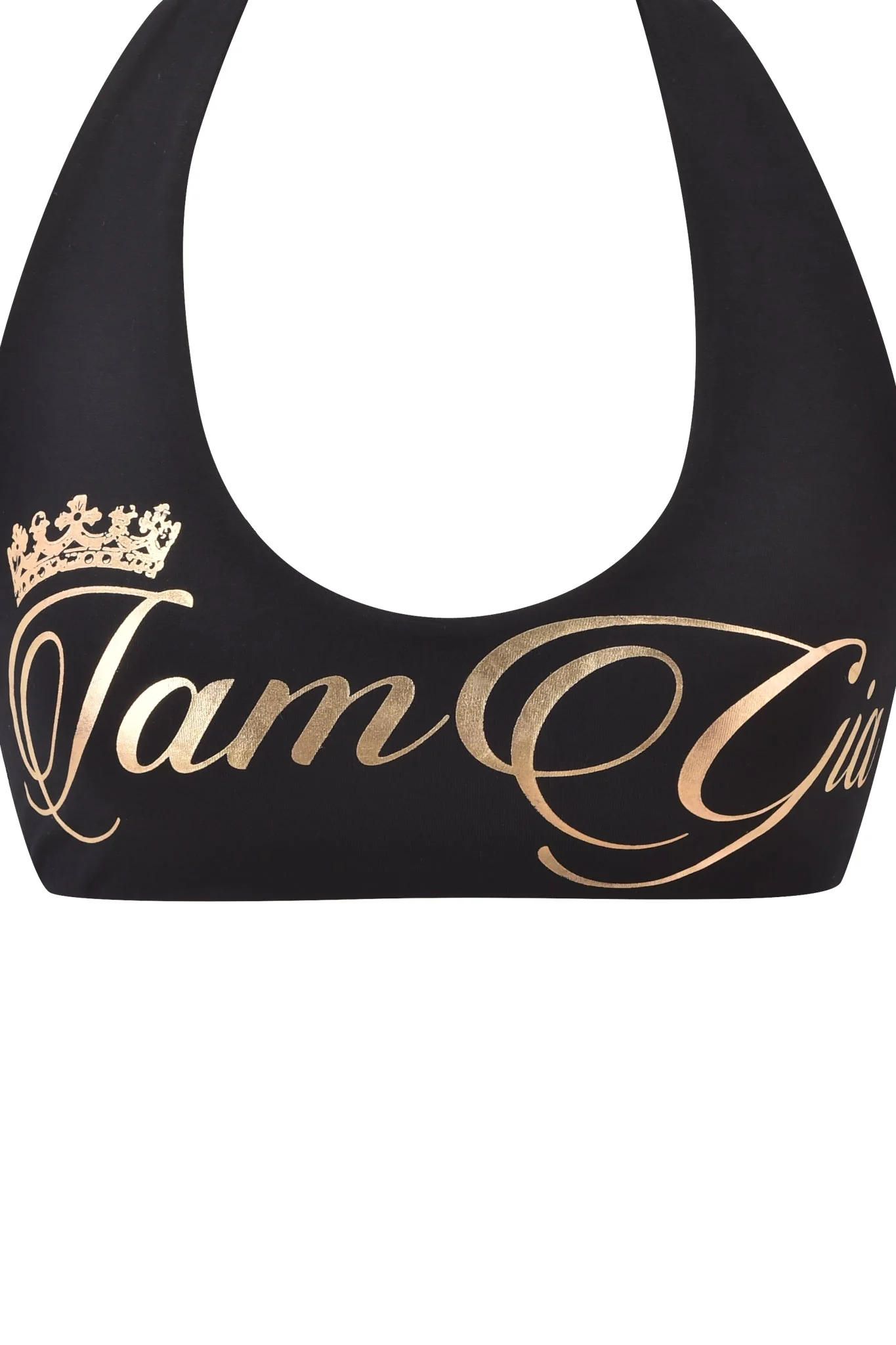 BLARE FORM HALTER CROP TOP - BLACK AND GOLD - Image 7