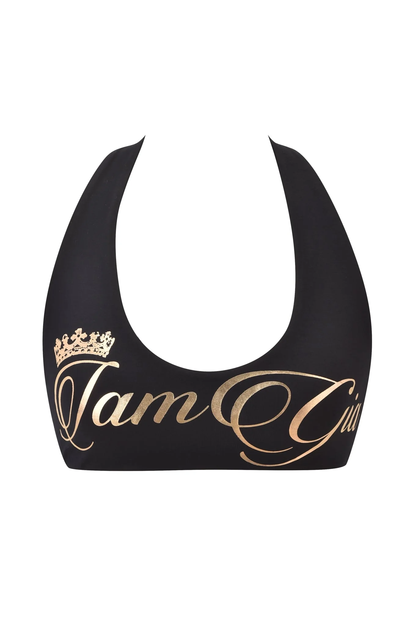 BLARE FORM HALTER CROP TOP - BLACK AND GOLD - Image 8