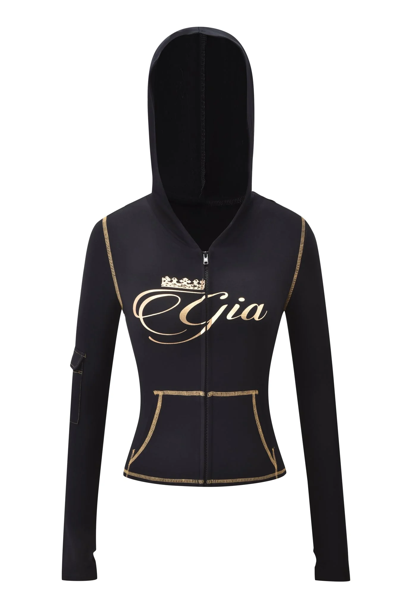 BLARE FORM MULTI POCKET HOODIE - BLACK AND GOLD - Image 6
