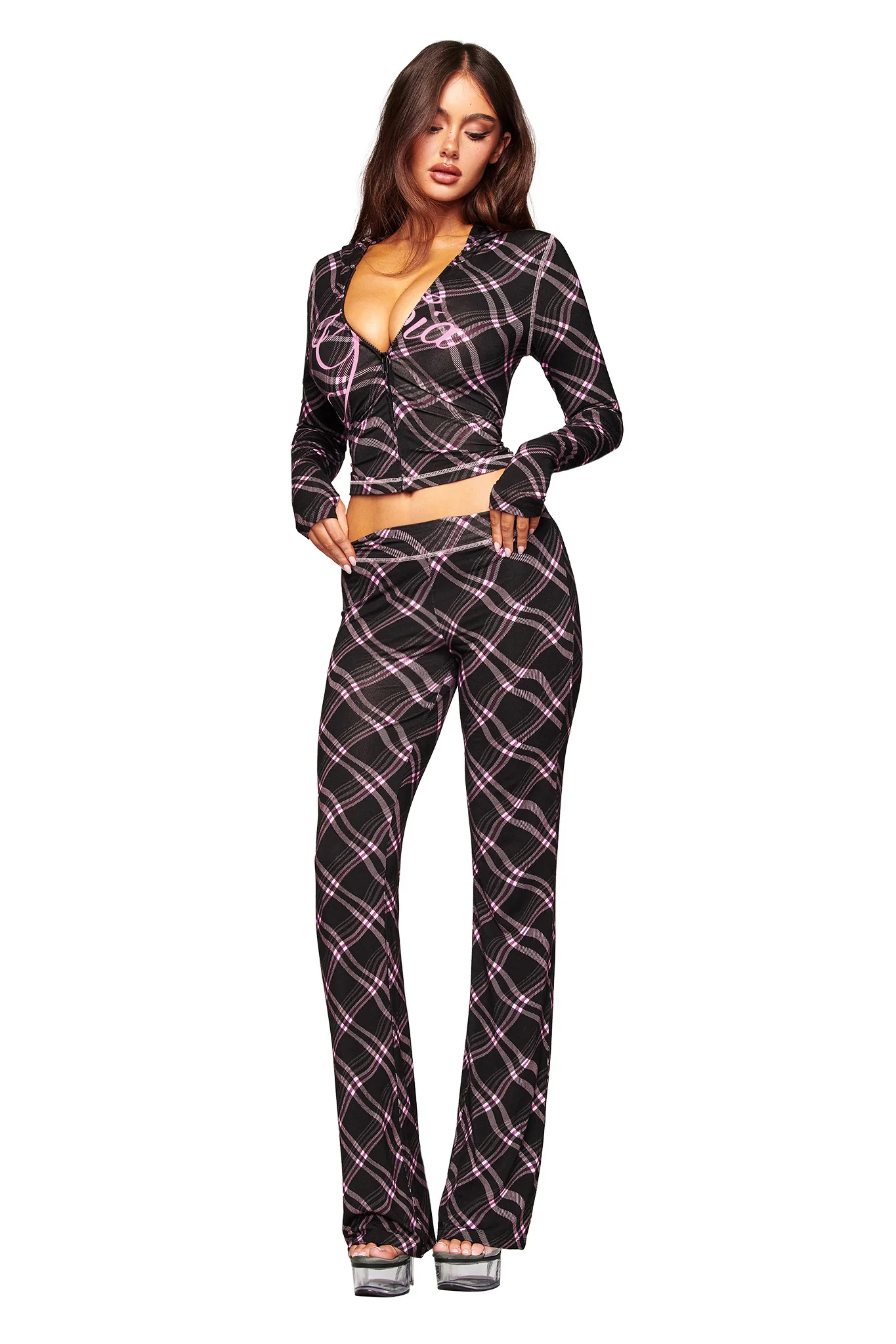 BLARE HOODIE - BLACK WARPED PLAID - Image 2