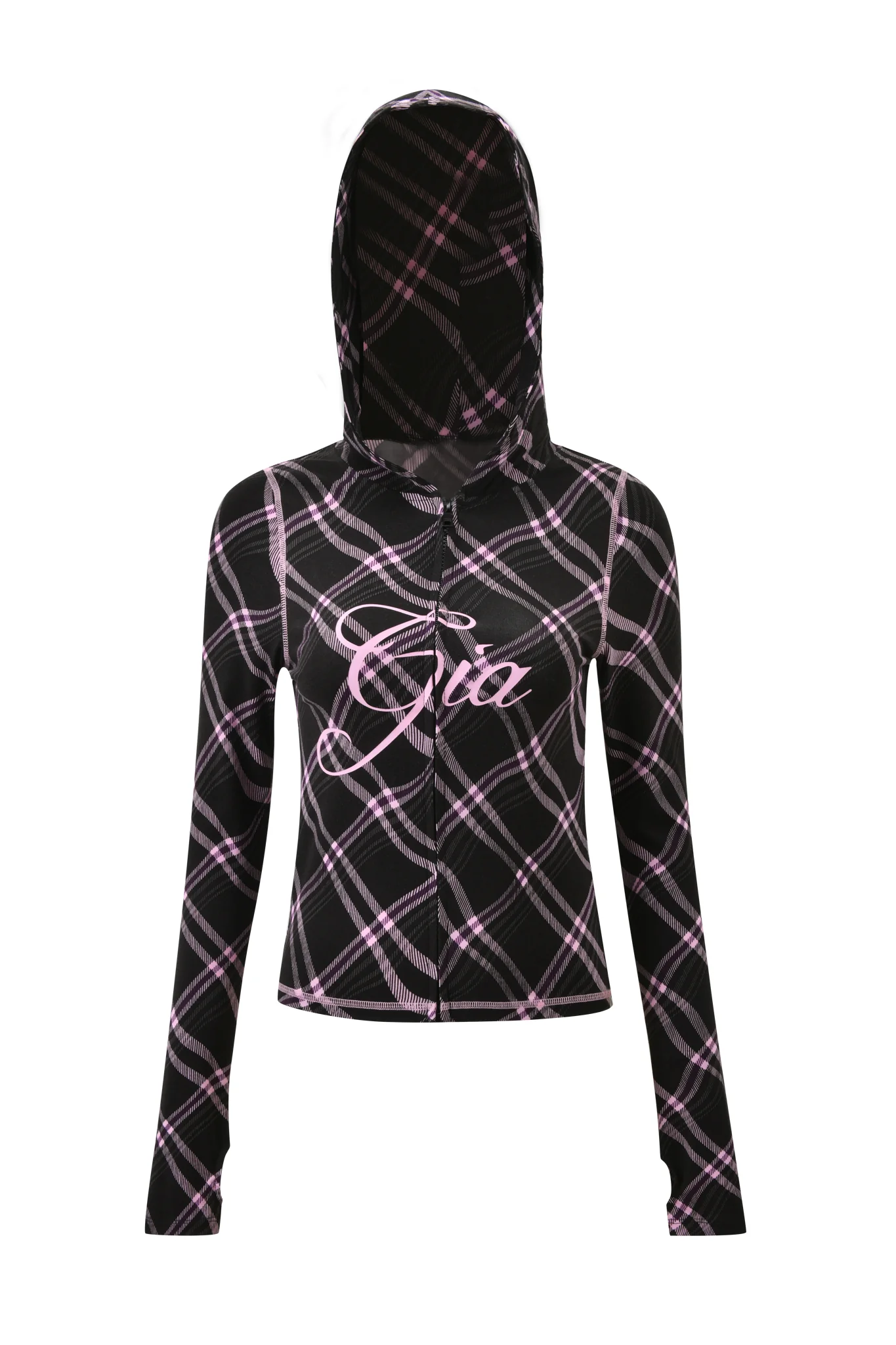 BLARE HOODIE - BLACK WARPED PLAID - Image 6