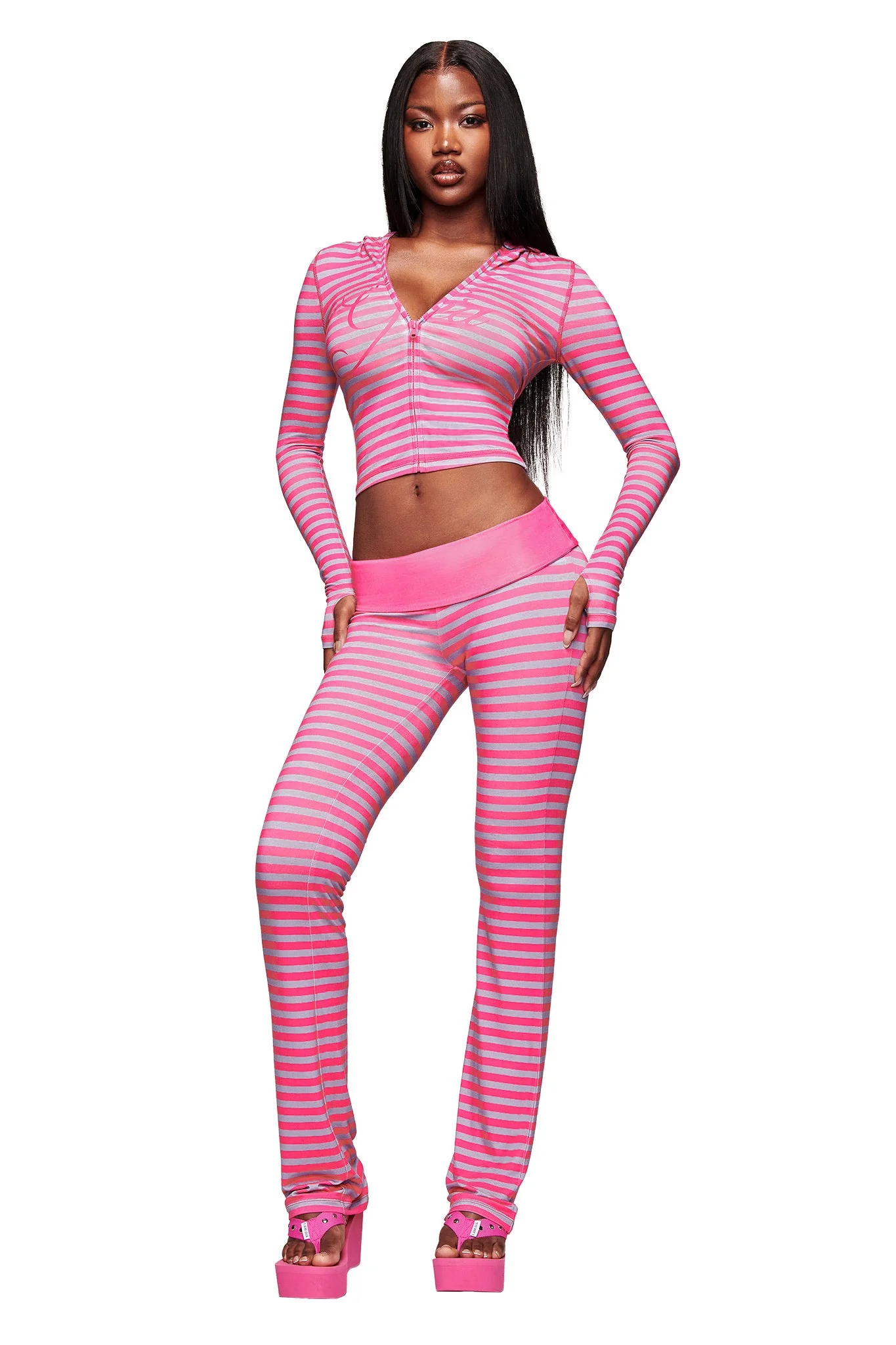 BLARE HOODIE - HOT PINK STRIPE - Image 3