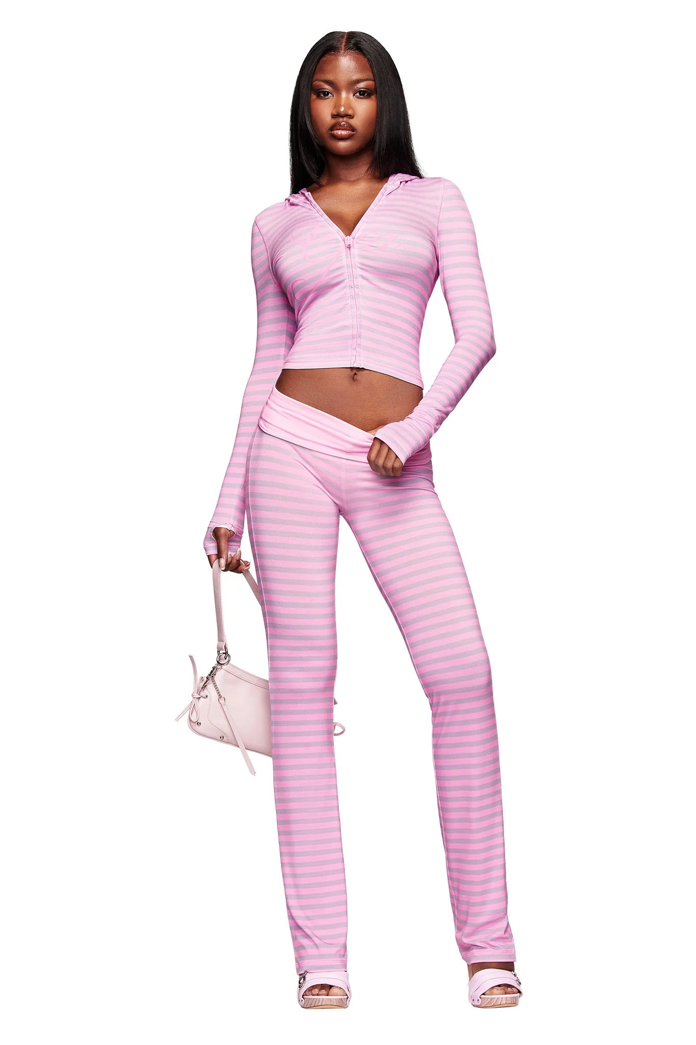 BLARE HOODIE - LIGHT PINK STRIPE - Image 2