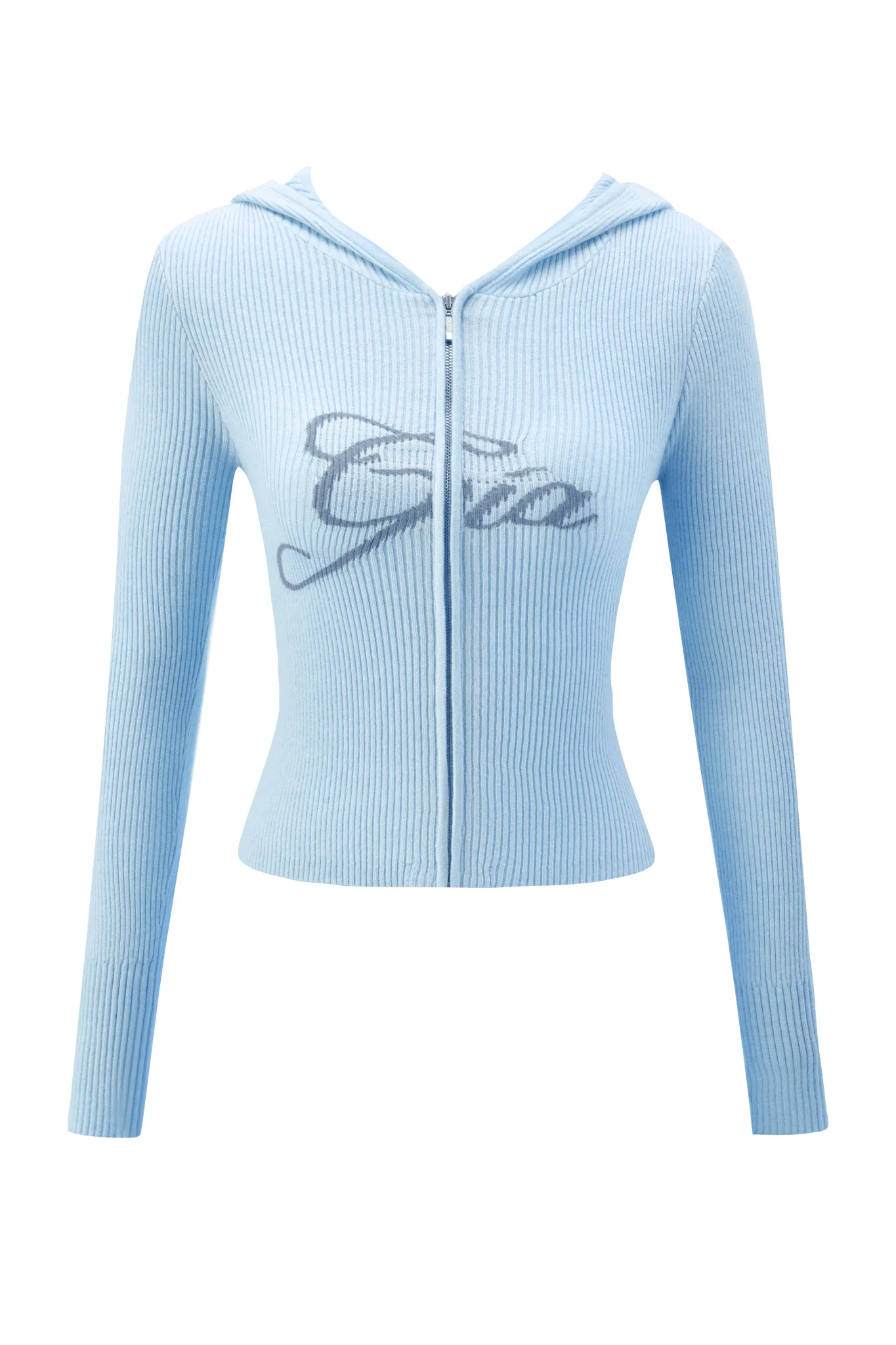 BLARE KNIT HOODIE - BLUE - Image 8