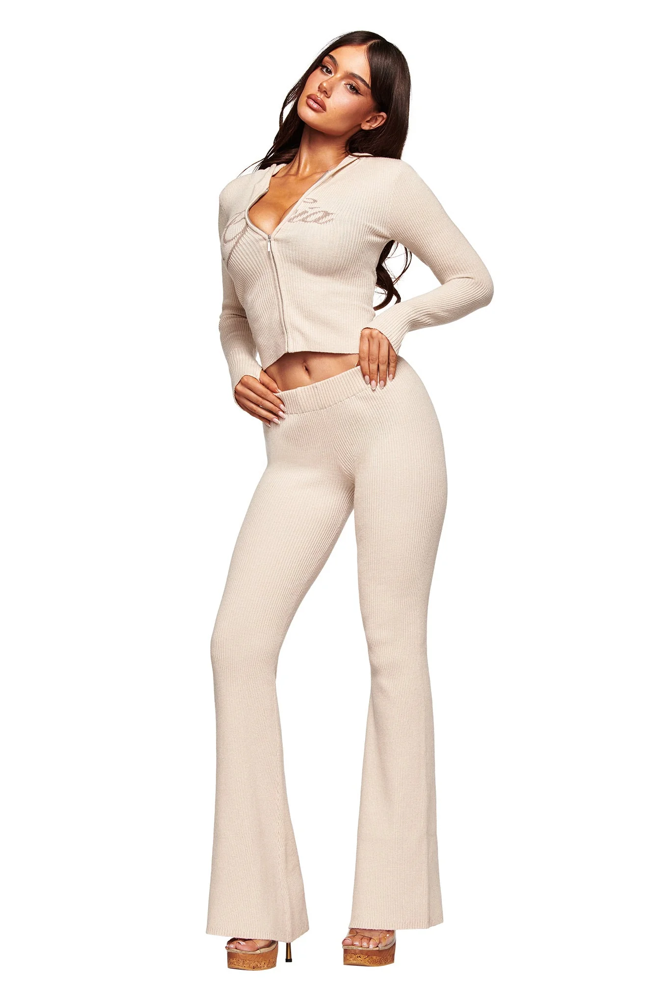 BLARE KNIT HOODIE - CREAM - Image 6