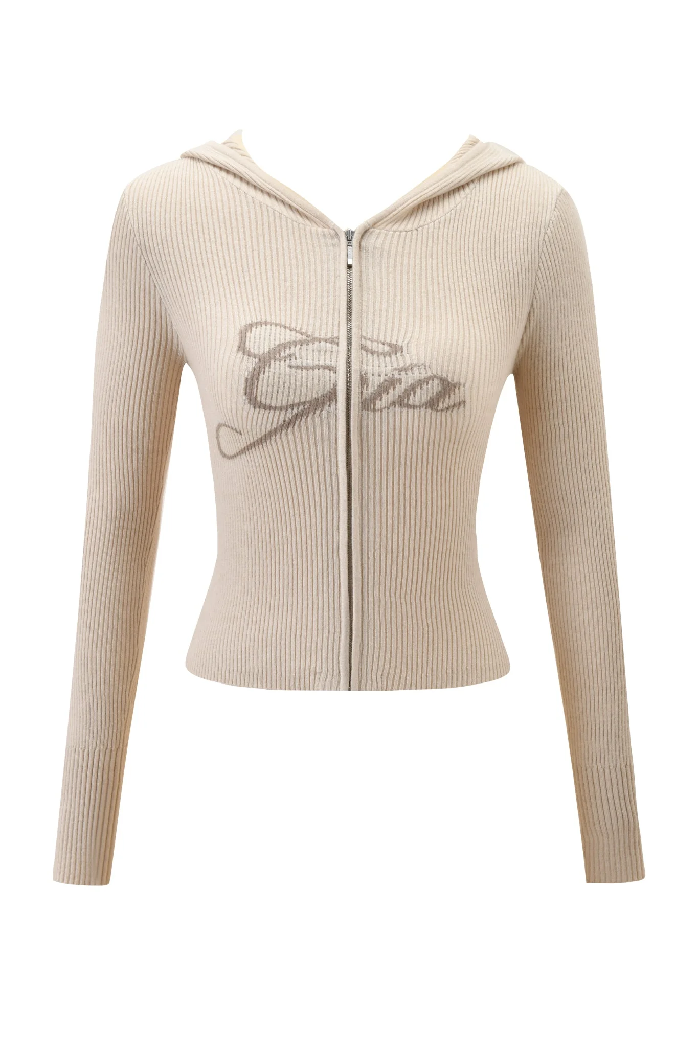 BLARE KNIT HOODIE - CREAM - Image 8