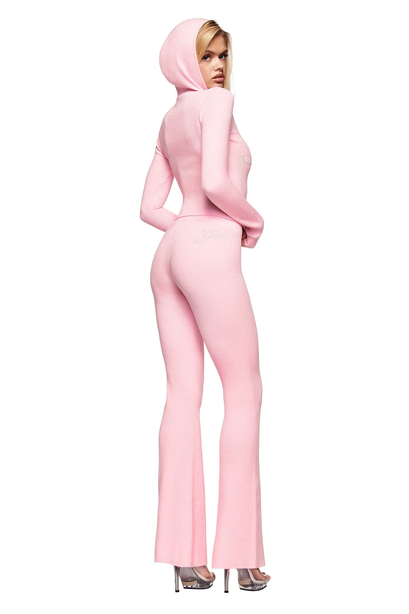 BLARE KNIT HOODIE - PINK - Image 6