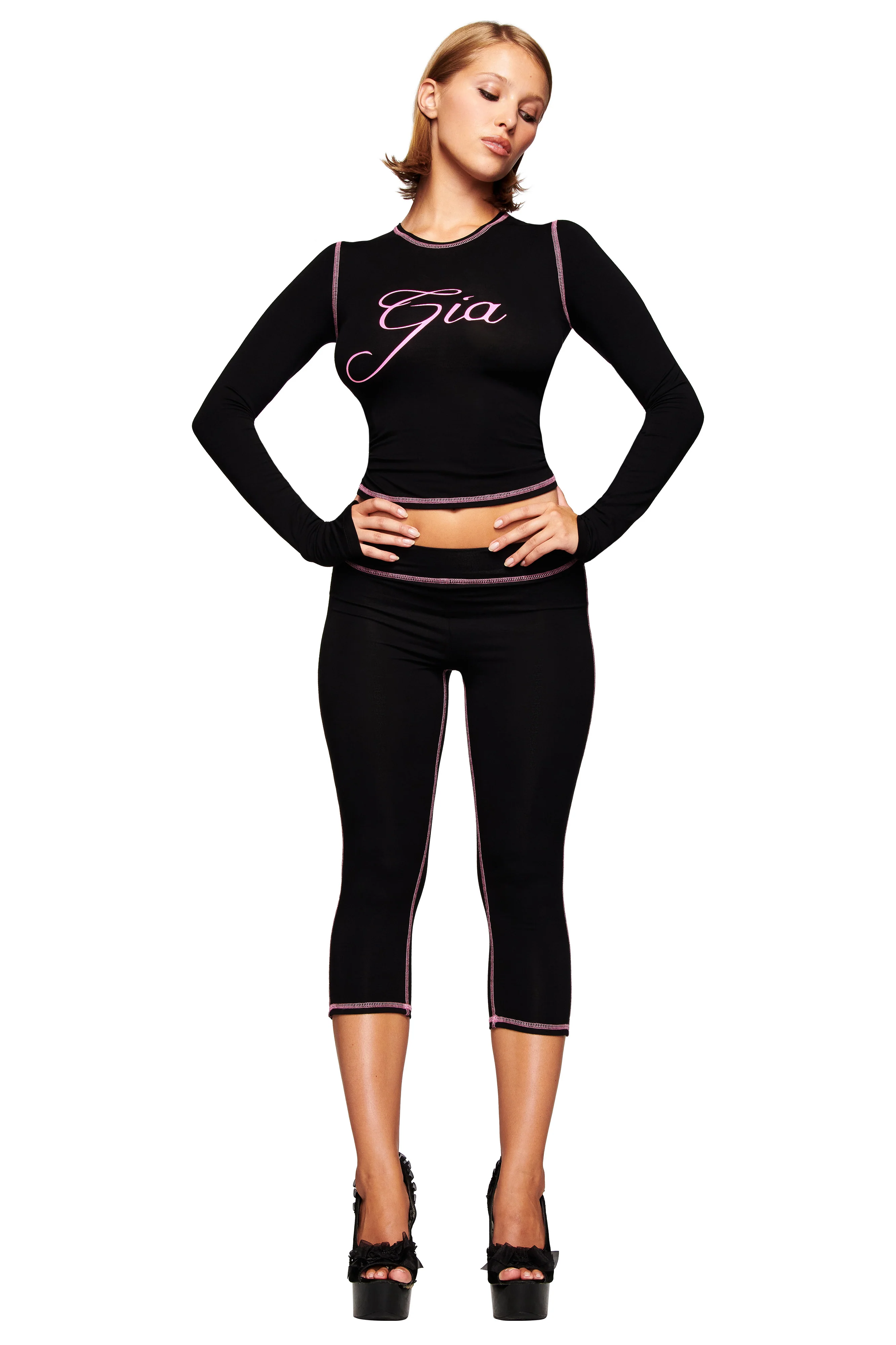 BLARE LONG SLEEVE TOP - BLACK - Image 5