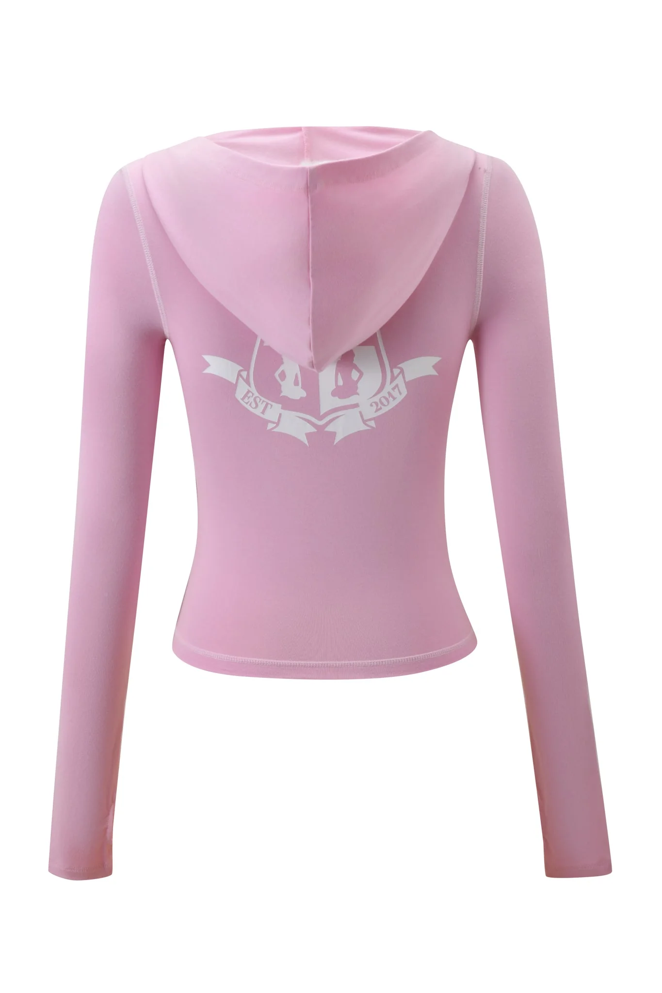 BLARE PIPING HOODIE - BABY PINK AND WHITE - Image 9
