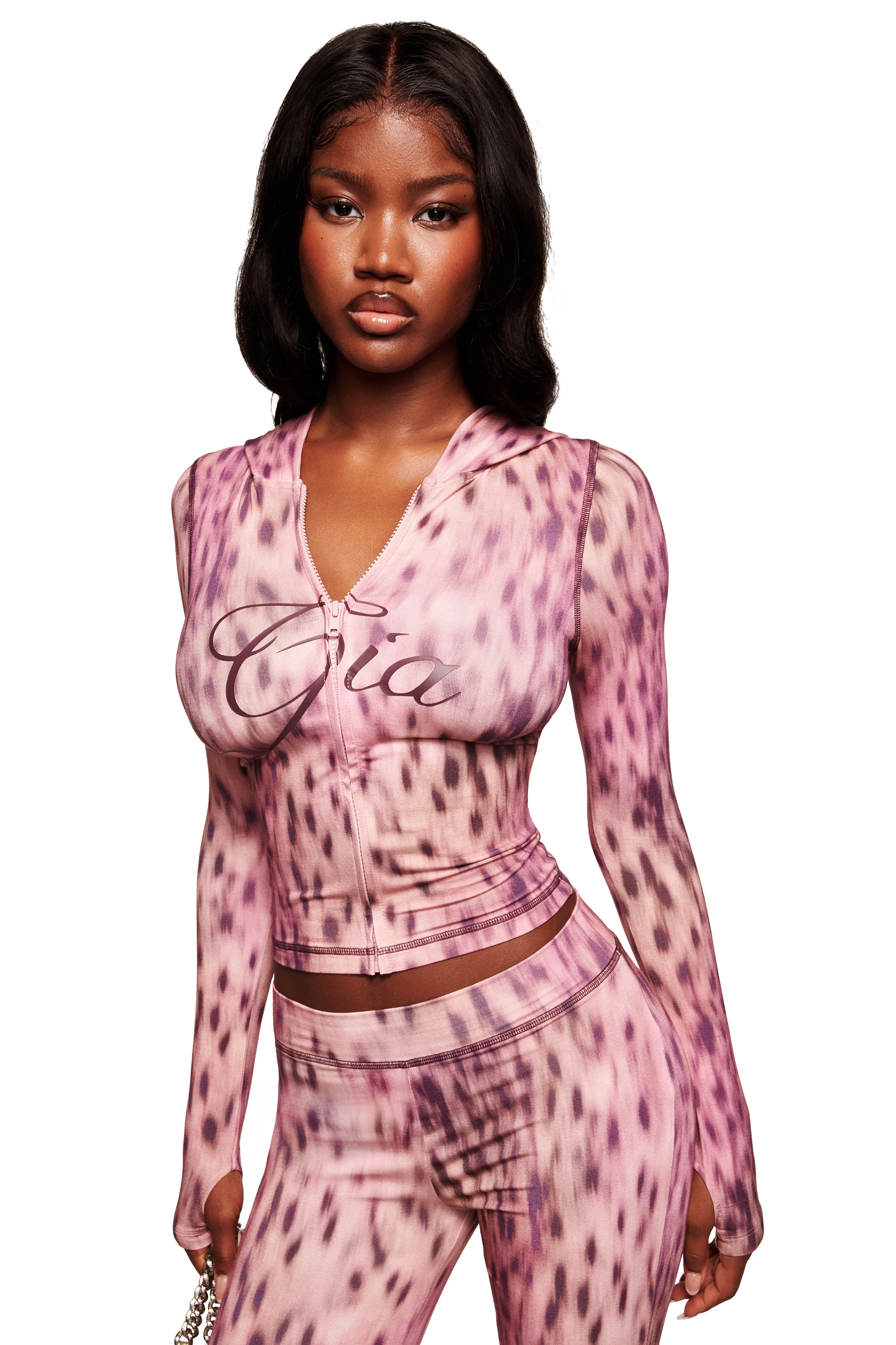 BLARE TRACKPANT - PINK BLURRED CHEETAH - Image 6