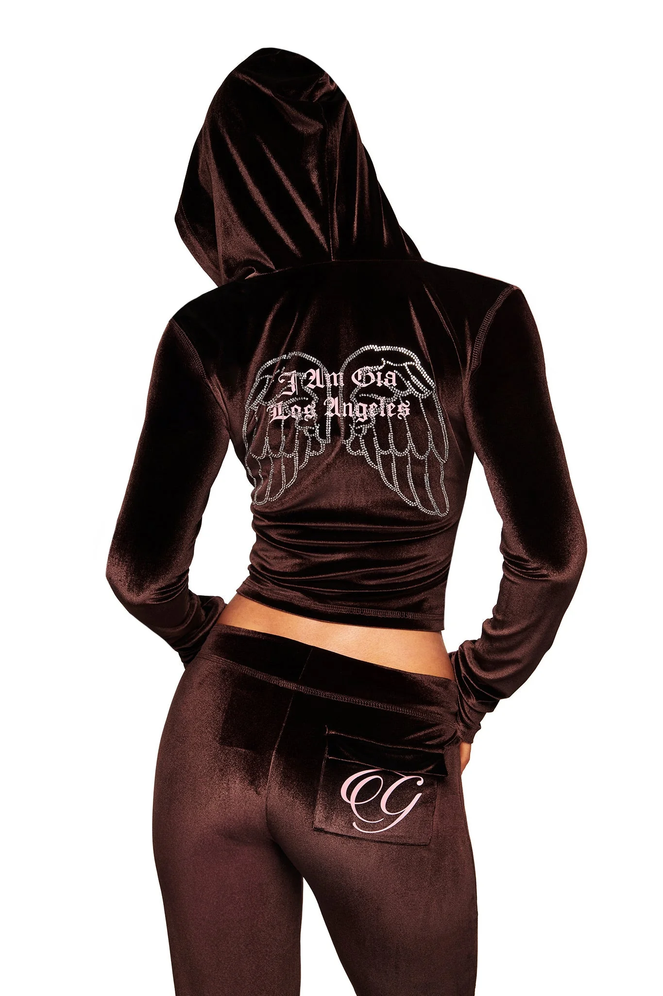 BLARE VELOUR POCKET HOODIE - CHOCOLATE - Image 4
