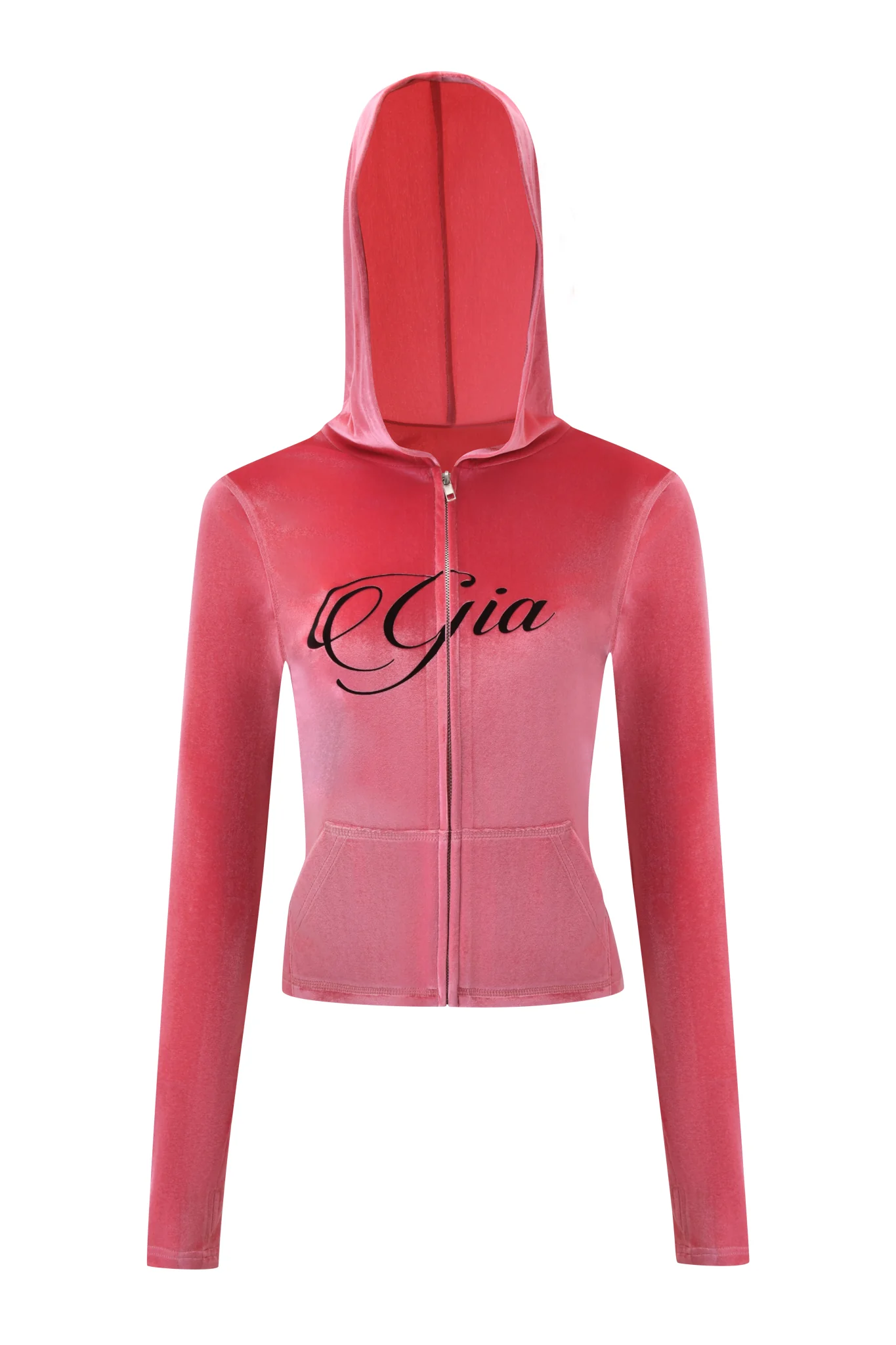 BLARE VELOUR POCKET HOODIE - PINK - Image 7
