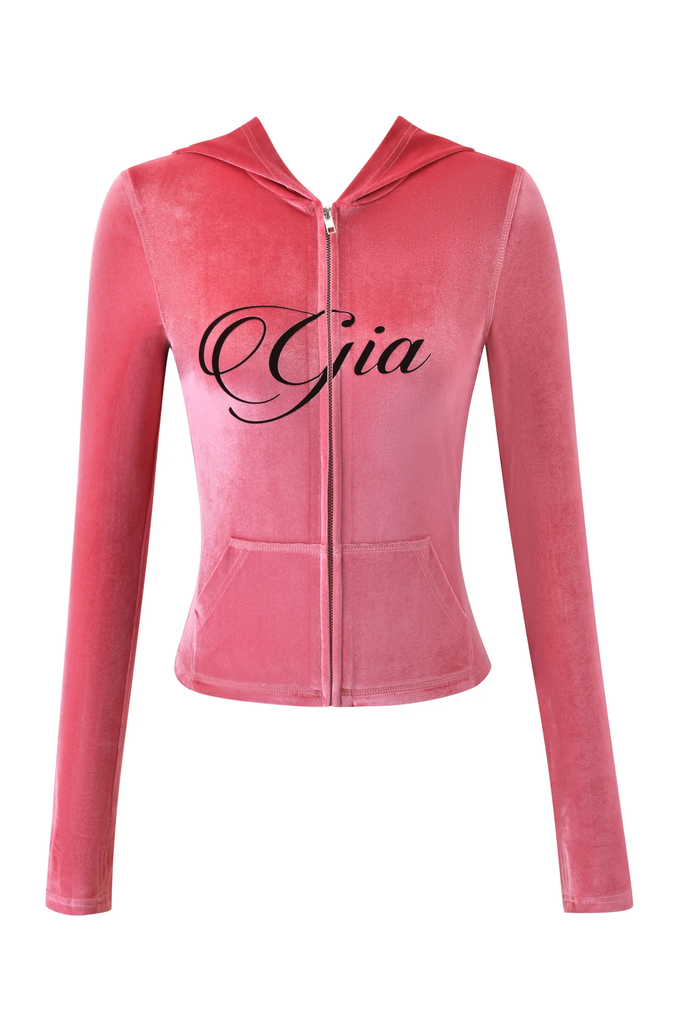 BLARE VELOUR POCKET HOODIE - PINK - Image 8