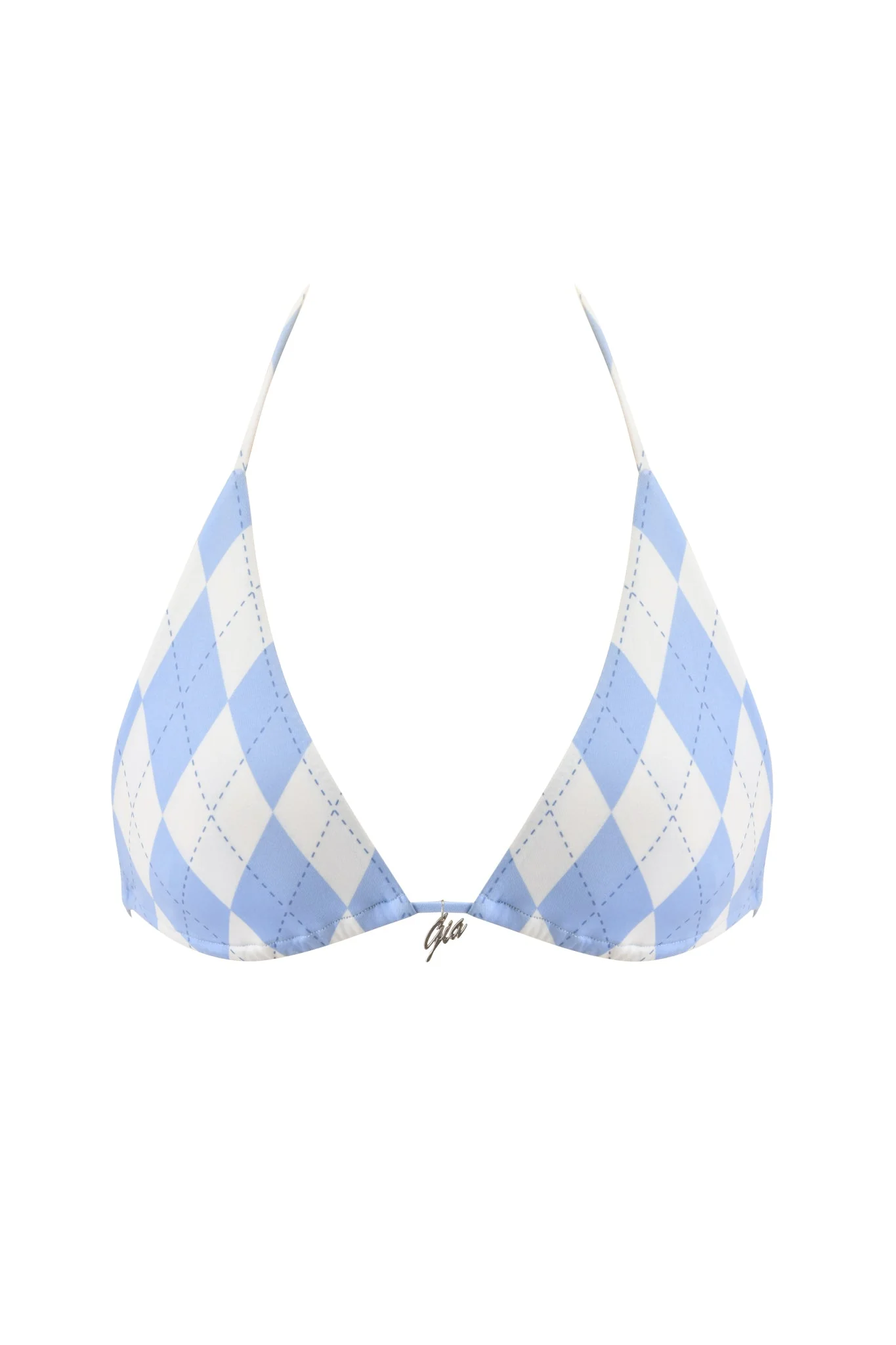 BRITT BIKINI TOP - BLUE ARGYLE - Image 6