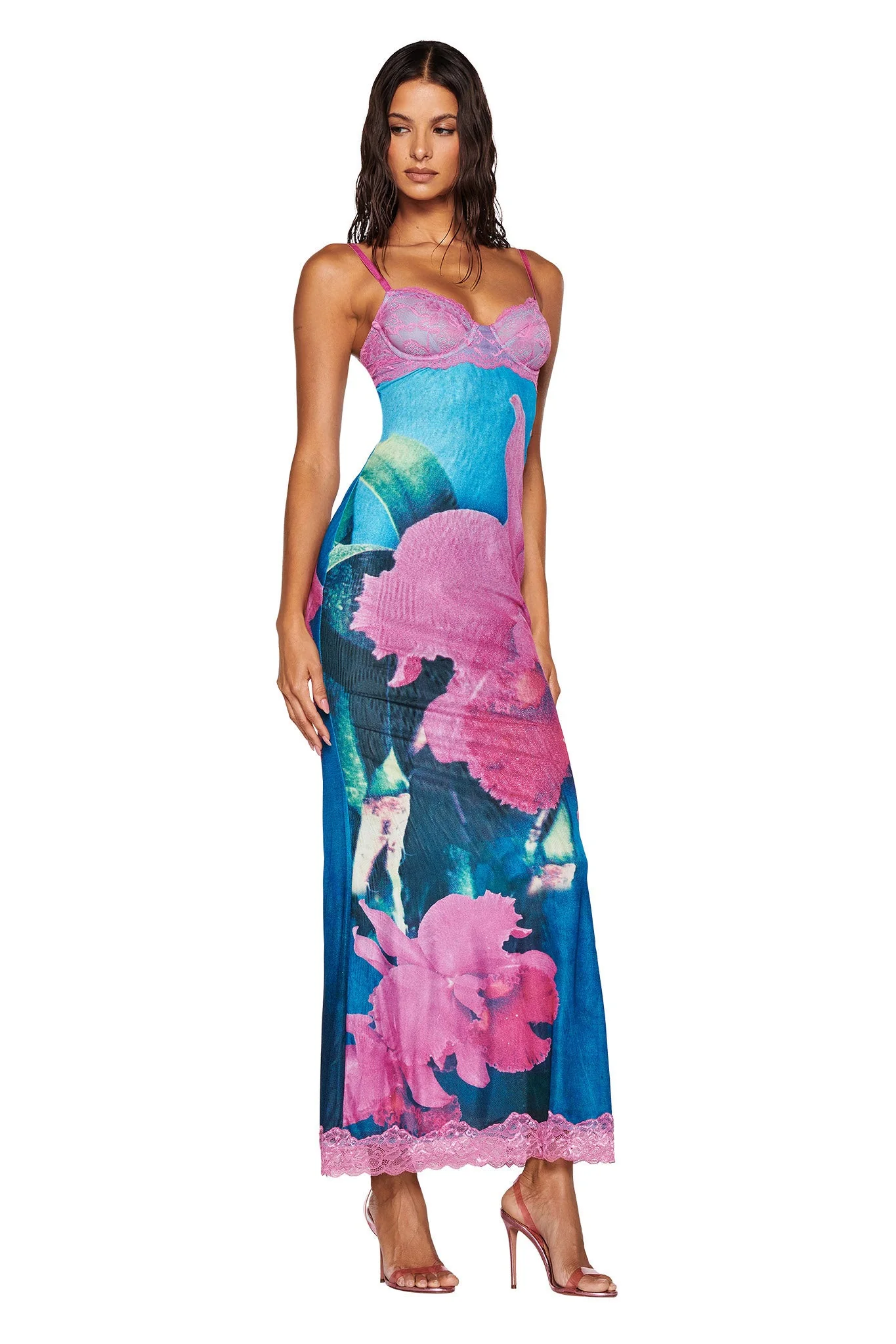 CALYPSO MAXI DRESS - BLUE : FLORAL : BLUE ORCHID PRINT - Image 2