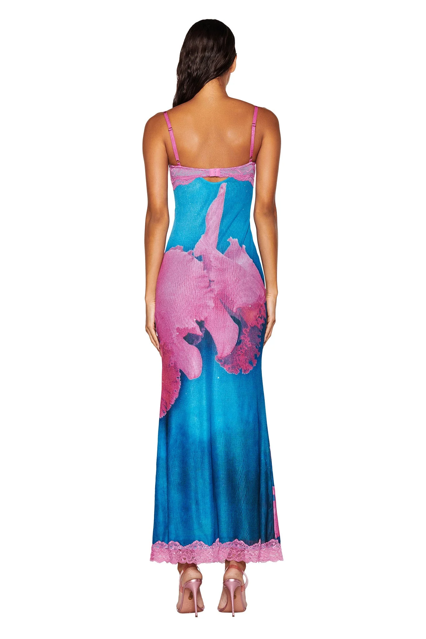 CALYPSO MAXI DRESS - BLUE : FLORAL : BLUE ORCHID PRINT - Image 3
