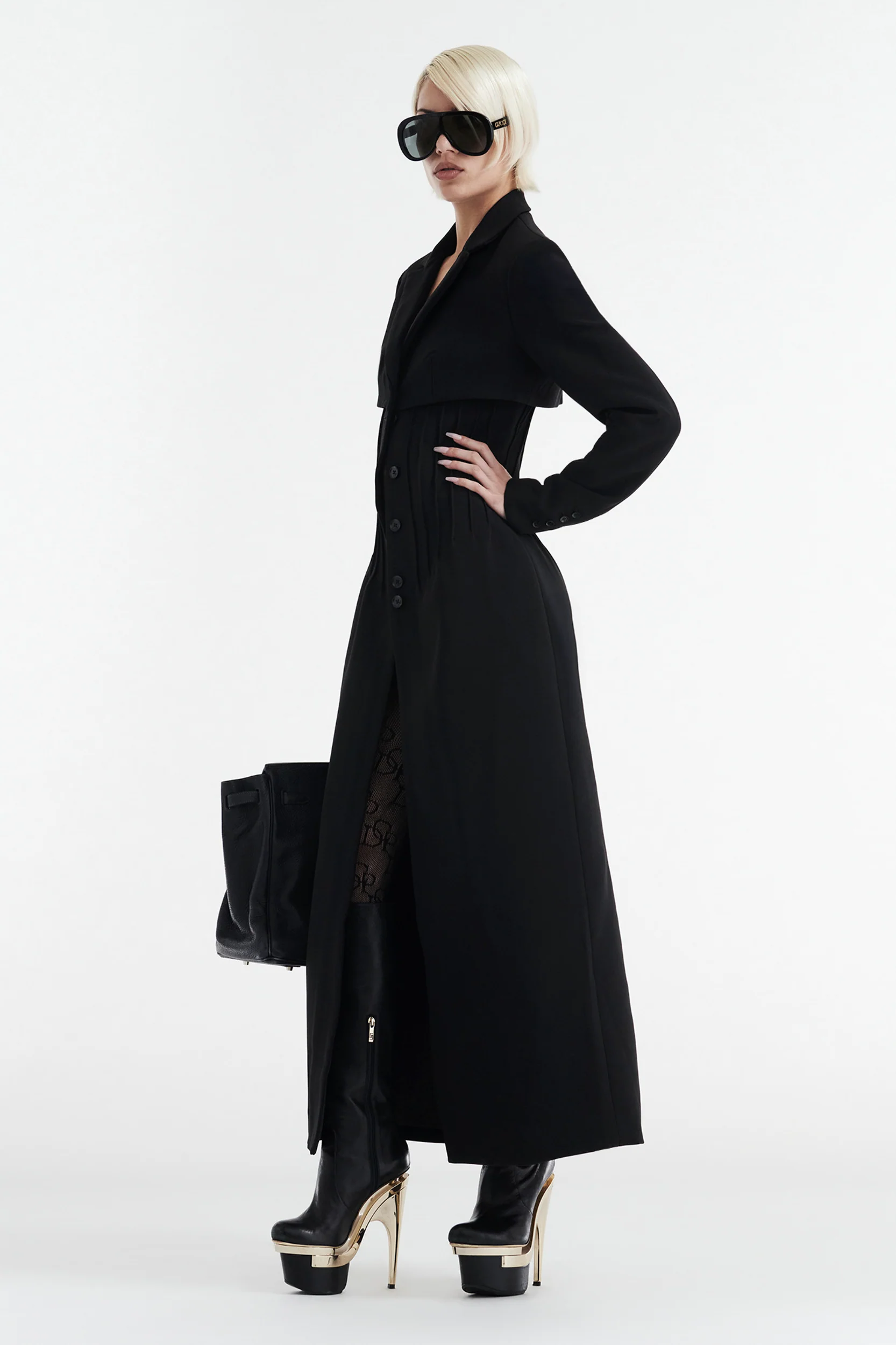 CELINE BUTTON UP TRENCH COAT - BLACK - Image 3