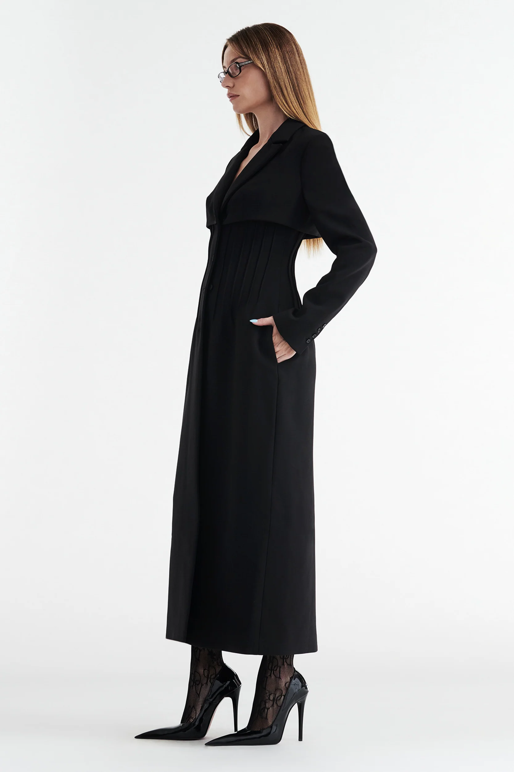 CELINE BUTTON UP TRENCH COAT - BLACK - Image 7