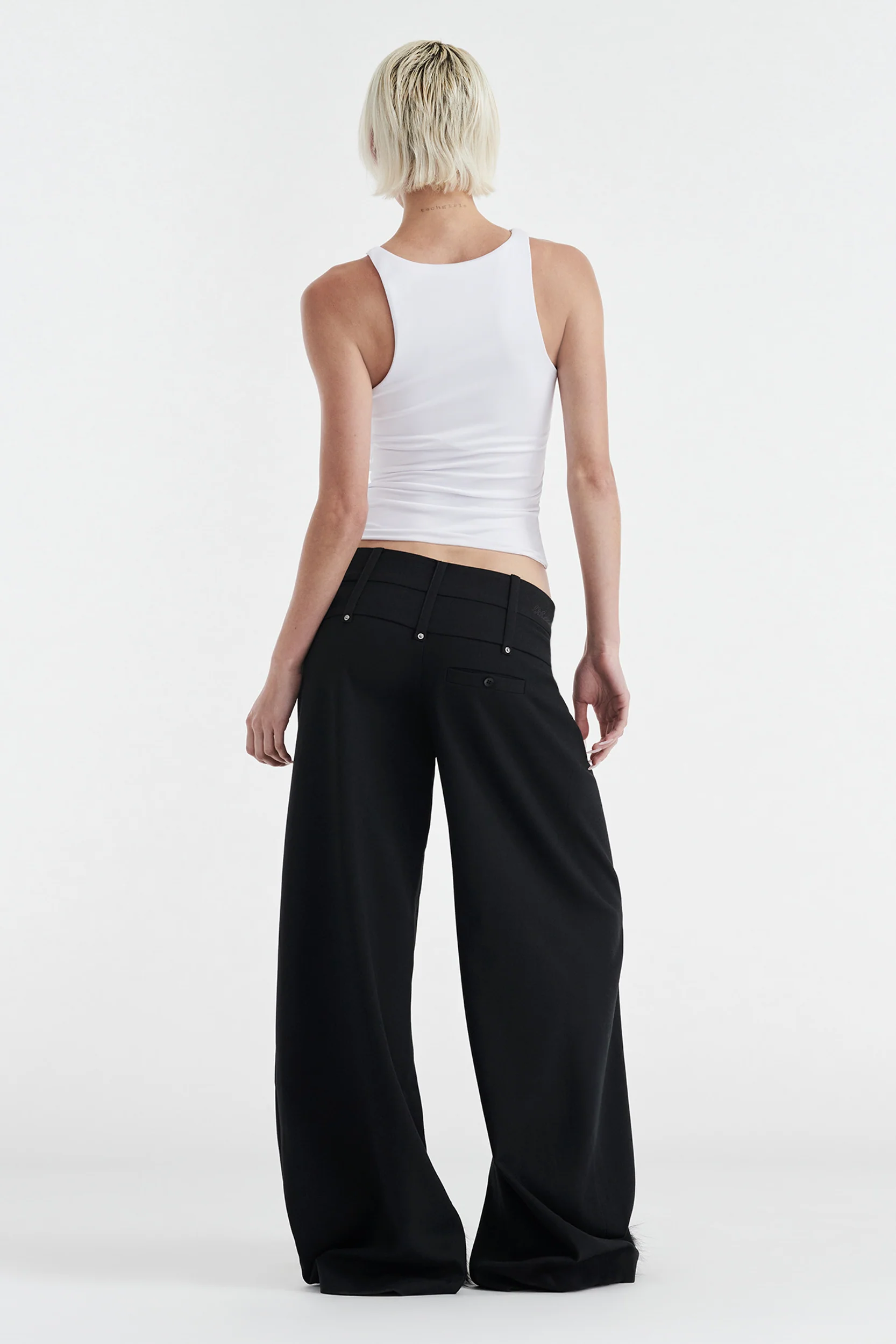 CHARLOTTE WIDE LEG PLEAT PANT - BLACK - Image 5