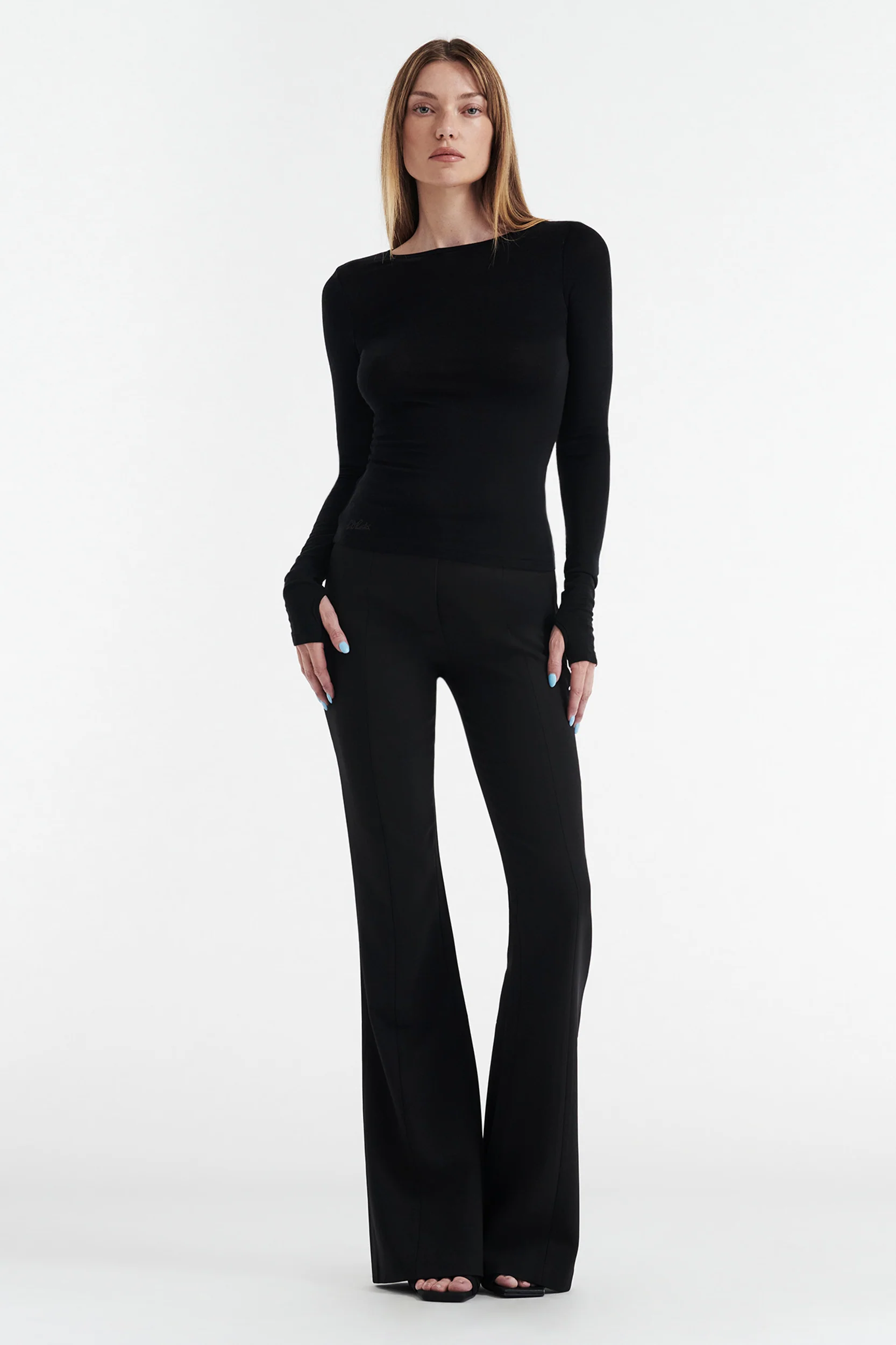 CLAUDIA LONG SLEEVE BASIC TOP - BLACK - Image 2