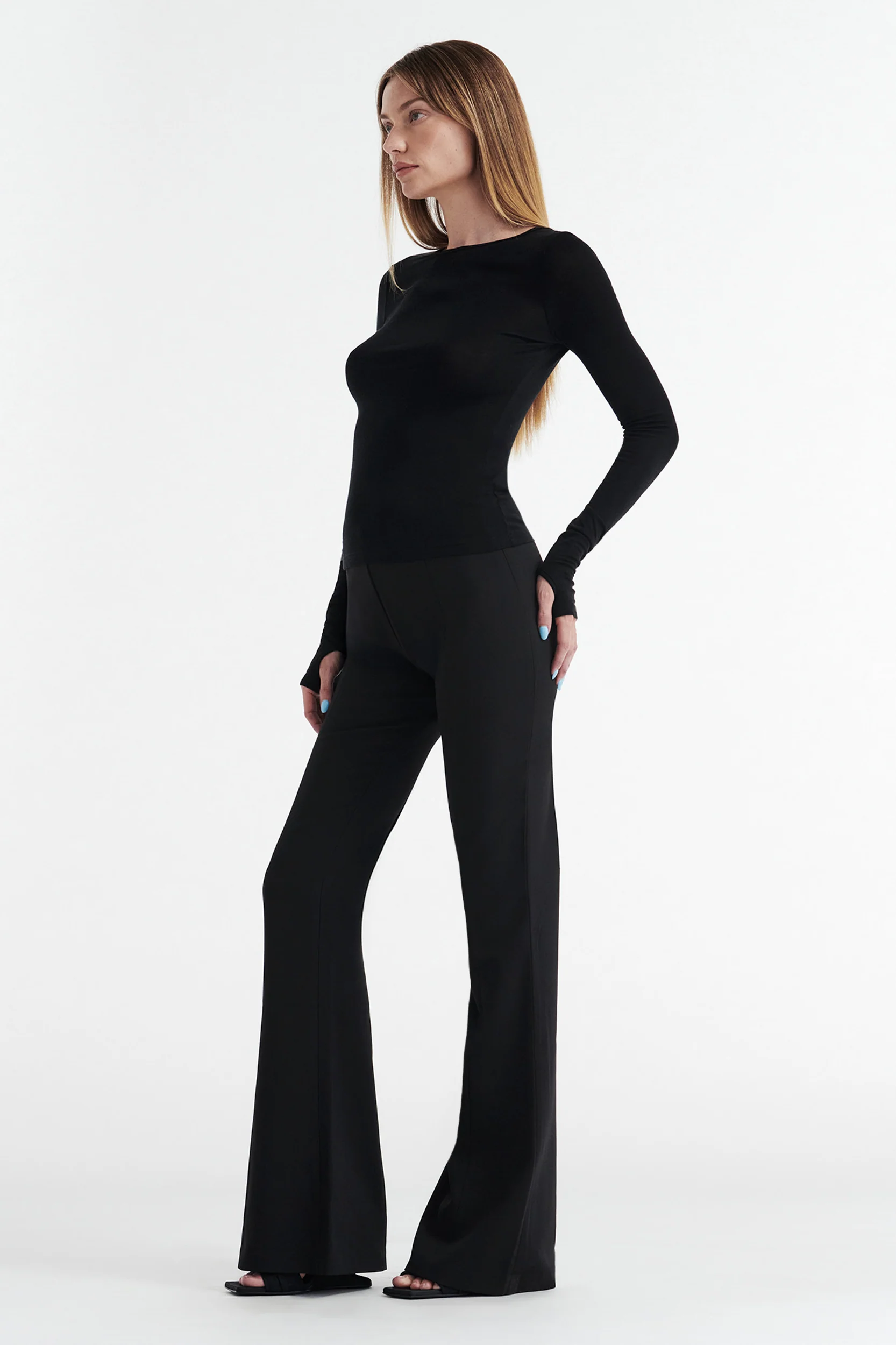 CLAUDIA LONG SLEEVE BASIC TOP - BLACK - Image 3