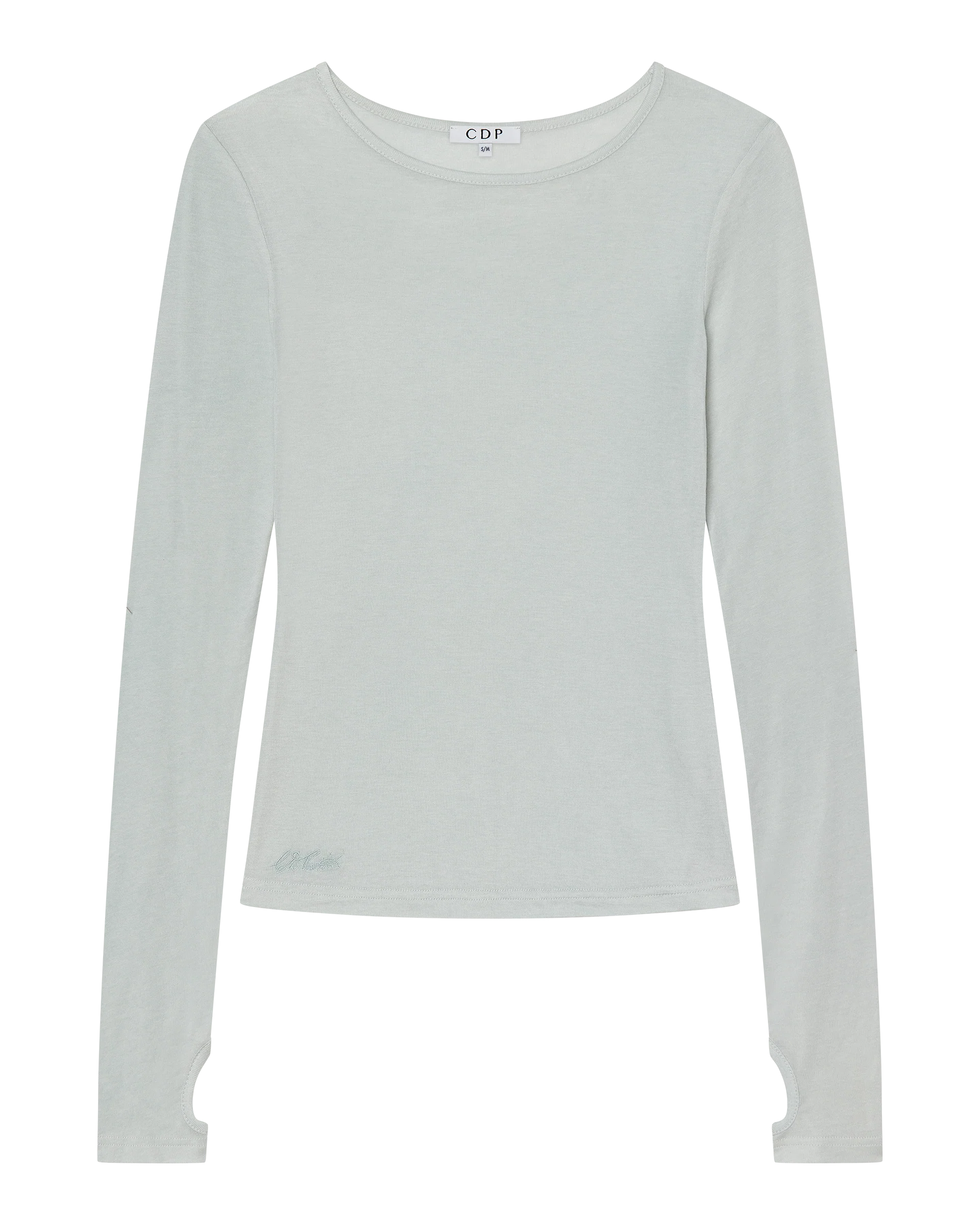 CLAUDIA LONG SLEEVE BASIC TOP - EGGSHELL BLUE - Image 4