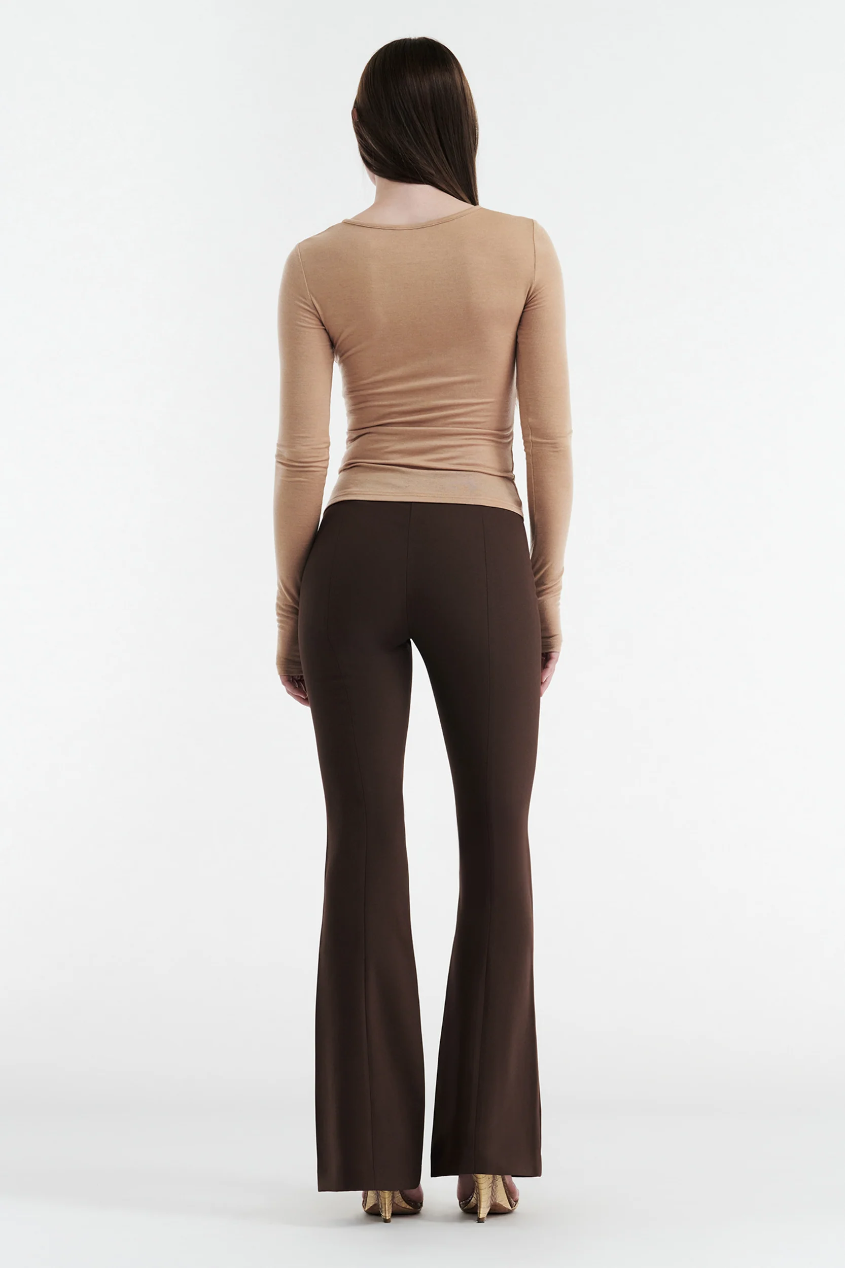 CLAUDIA LONG SLEEVE BASIC TOP - TAN - Image 3