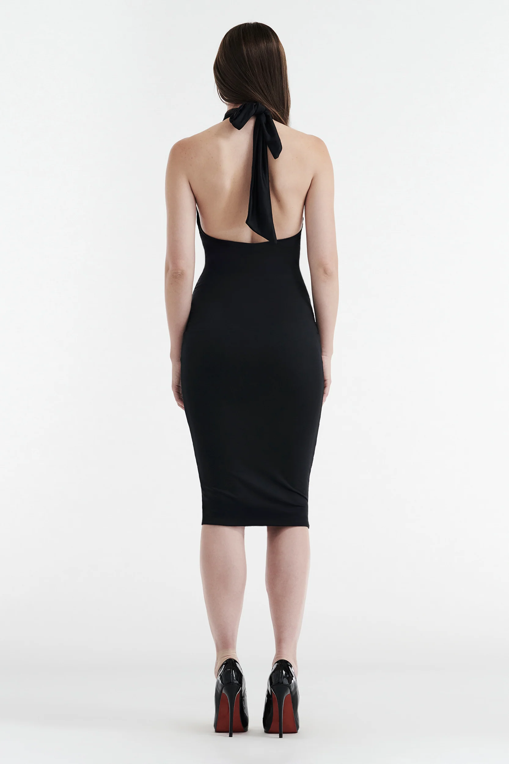 CLEO HALTER TIE MIDI DRESS - BLACK - Image 4