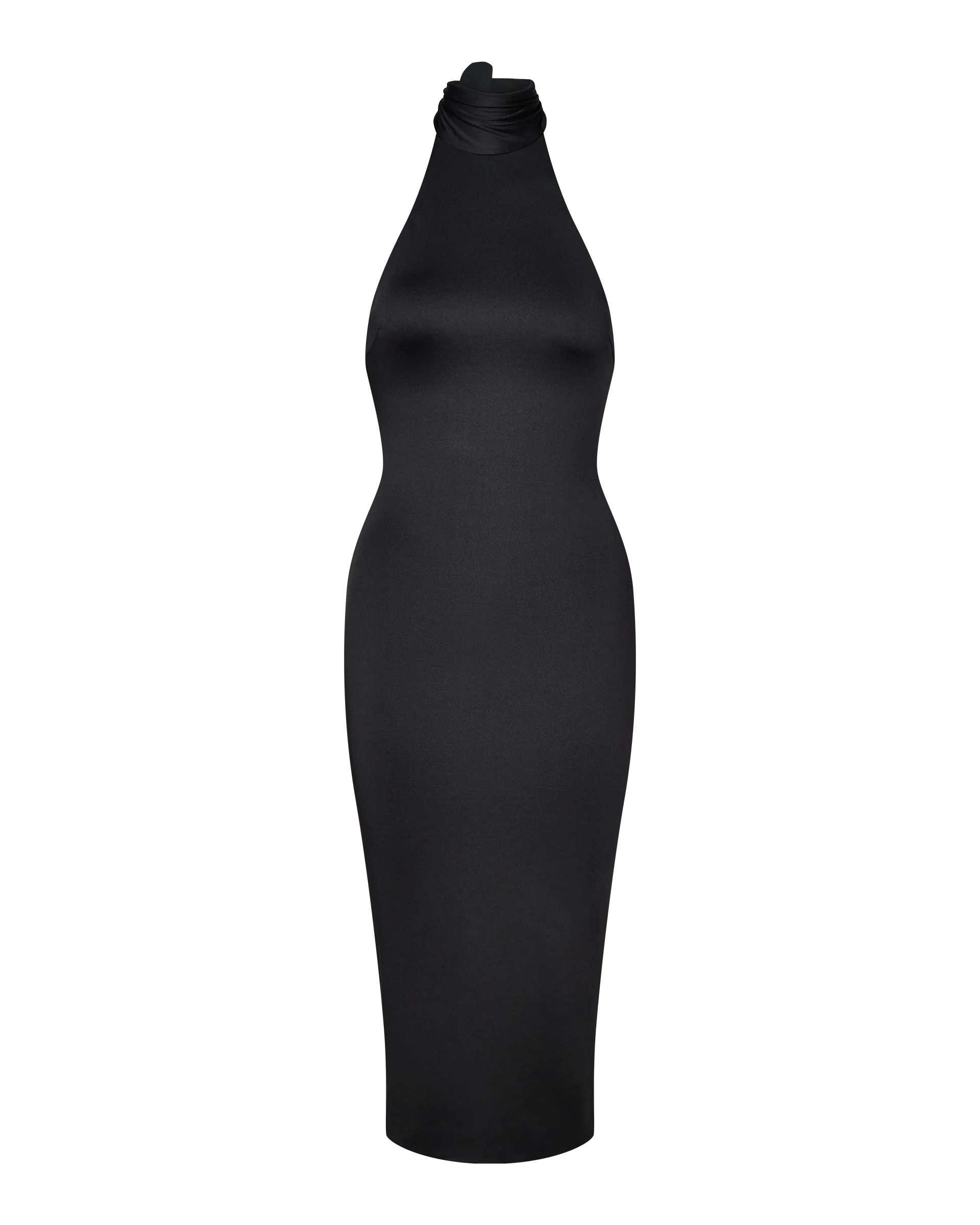 CLEO HALTER TIE MIDI DRESS - BLACK - Image 8