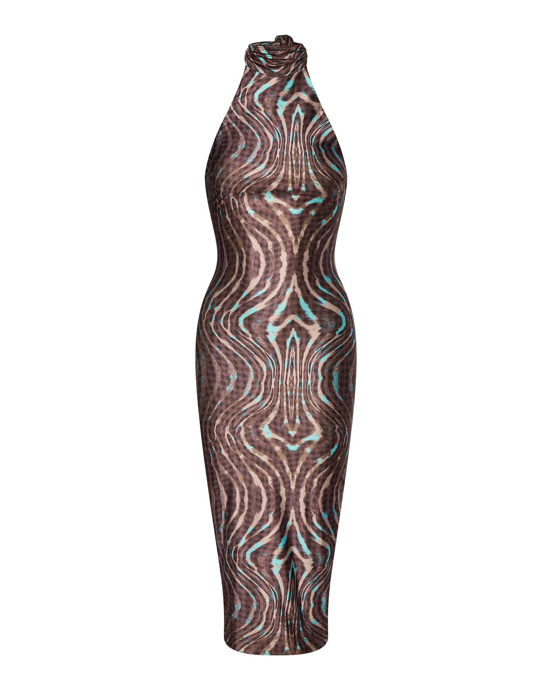 CLEO HALTER TIE MIDI DRESS - WARPED CHECK - Image 4