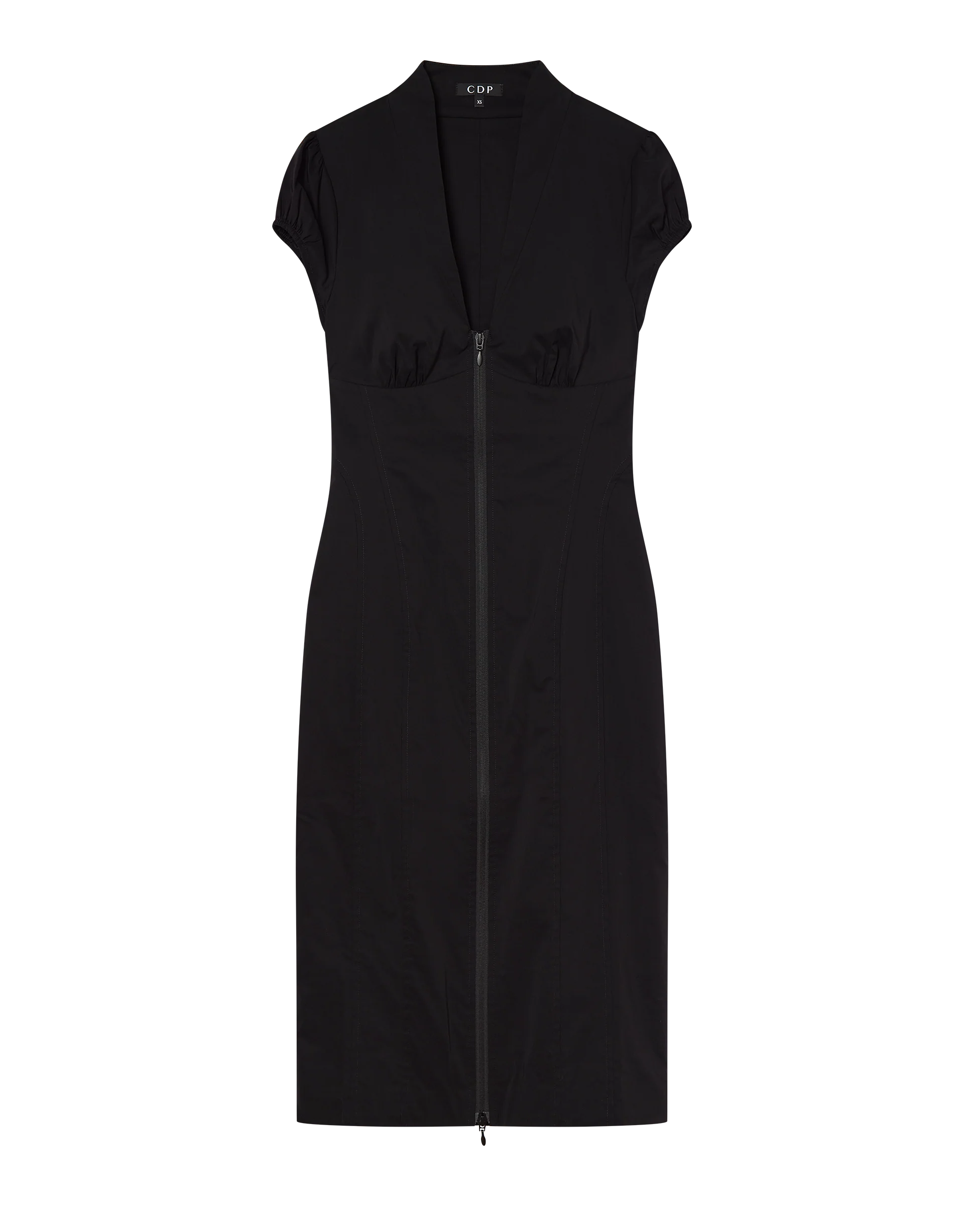 COLETTE PANELLED PUFF SLEEVE MIDI DRESS - BLACK - Image 6