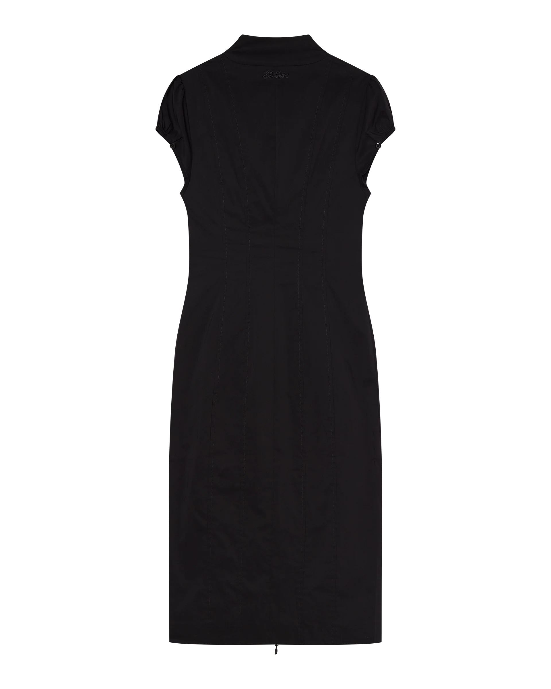 COLETTE PANELLED PUFF SLEEVE MIDI DRESS - BLACK - Image 7