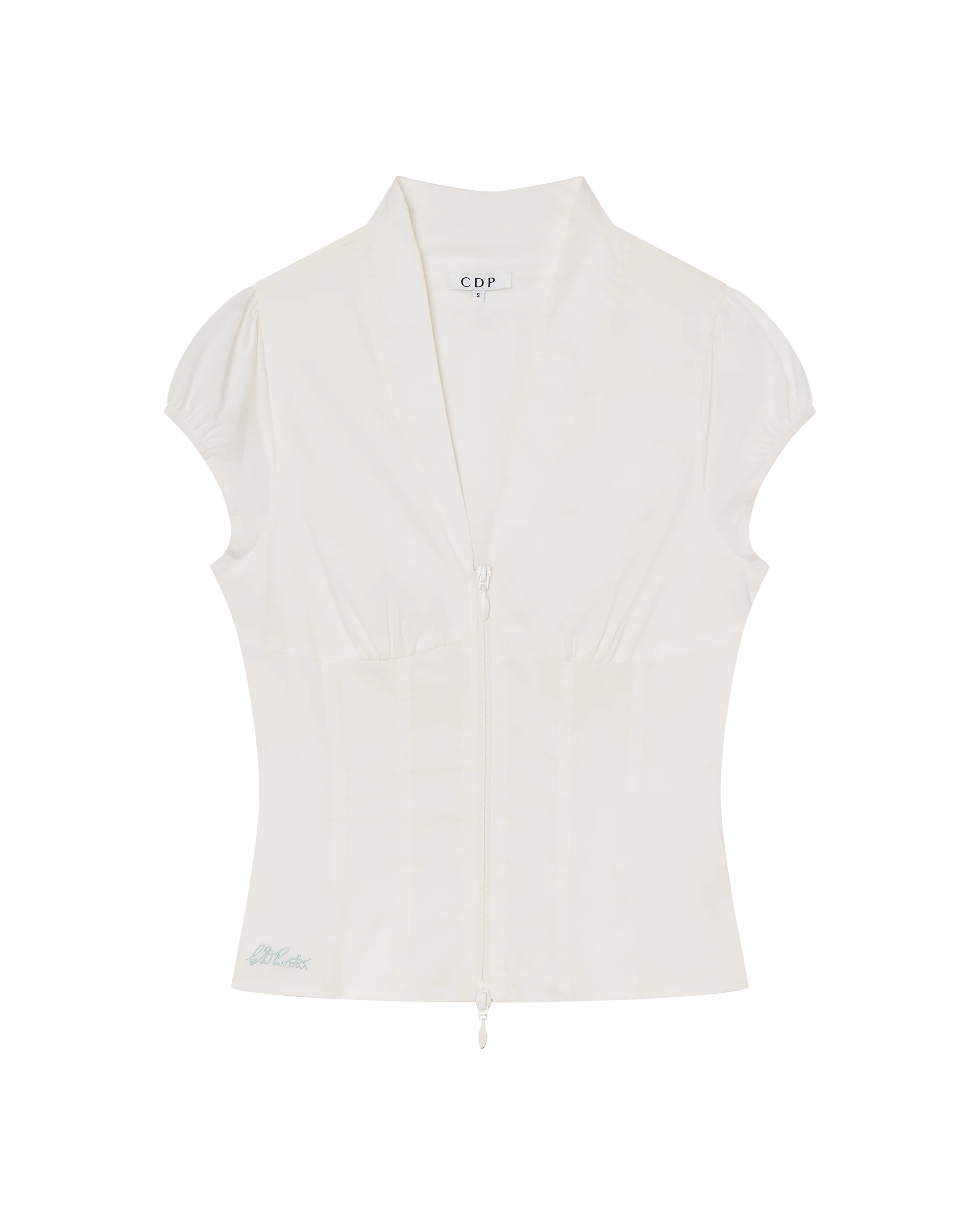COLETTE PANELLED PUFF SLEEVE TOP - WHITE - Image 10