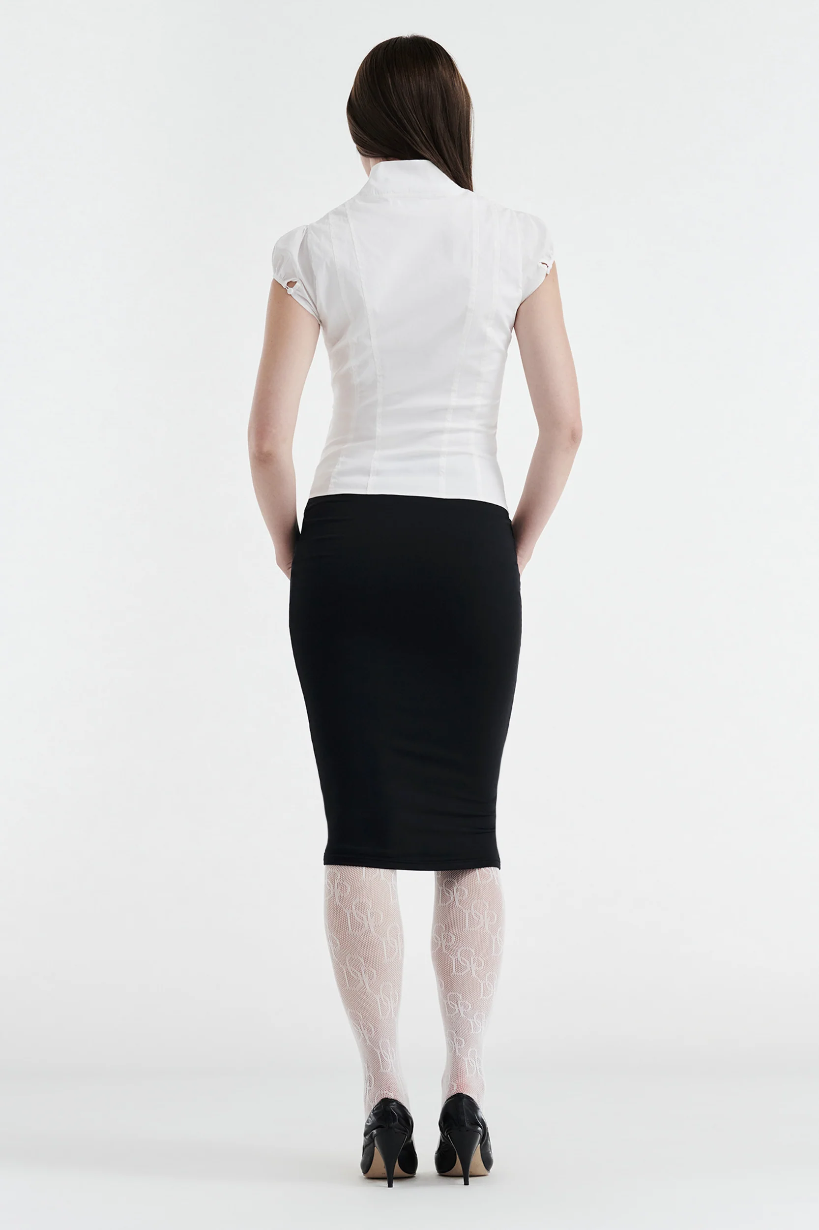 COLETTE PANELLED PUFF SLEEVE TOP - WHITE - Image 4
