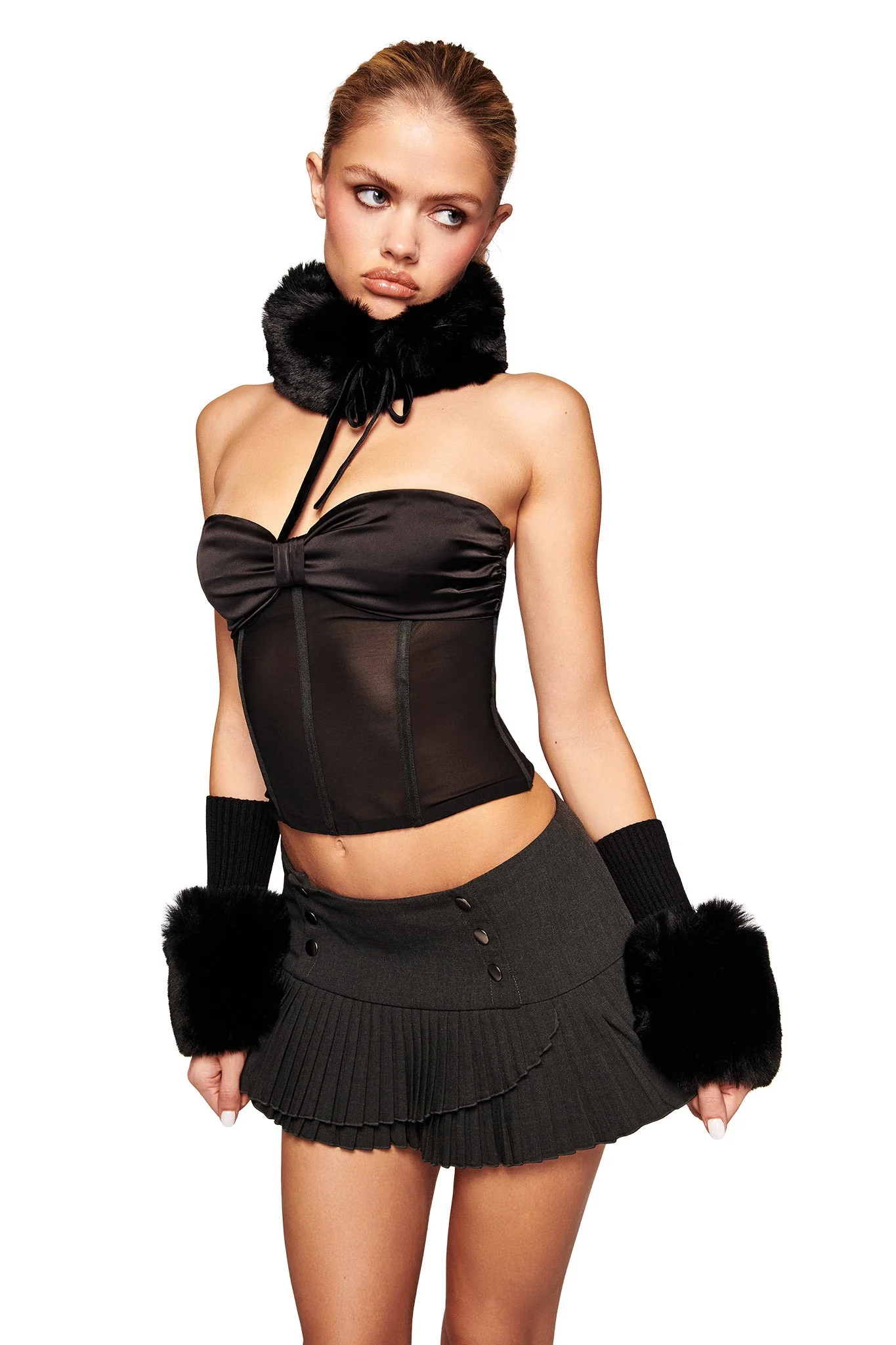DENALI FUR RIB CUFF - BLACK - Image 3